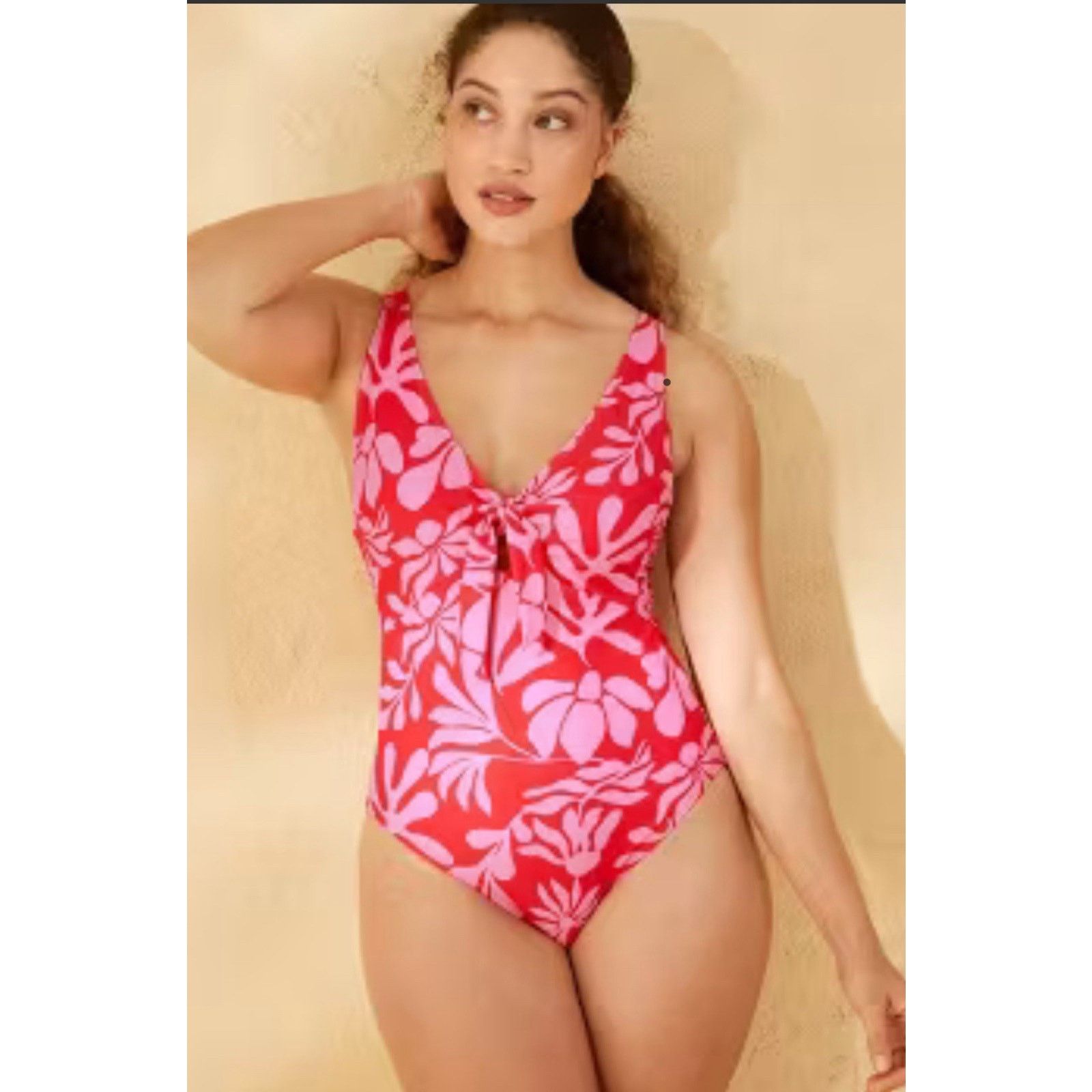Target Basics Shade & Shore Red Pink High Leg Cheeky One Piece Swimsuit XS Size XS / US 0-2 / IT 36-38 - 1 Thumbnail