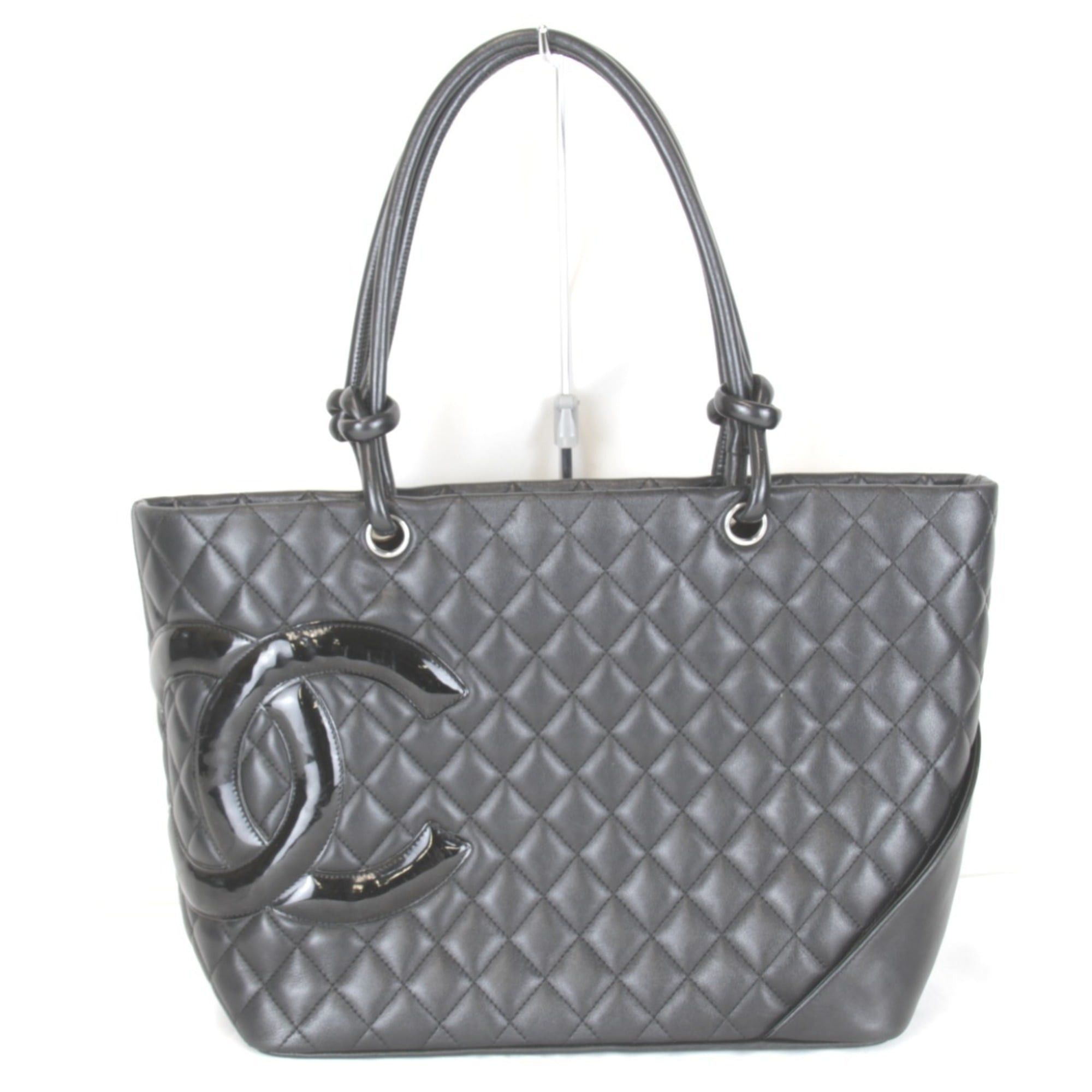 CHANEL Cambon Line Large Tote A25169 Lambskin Black Women's