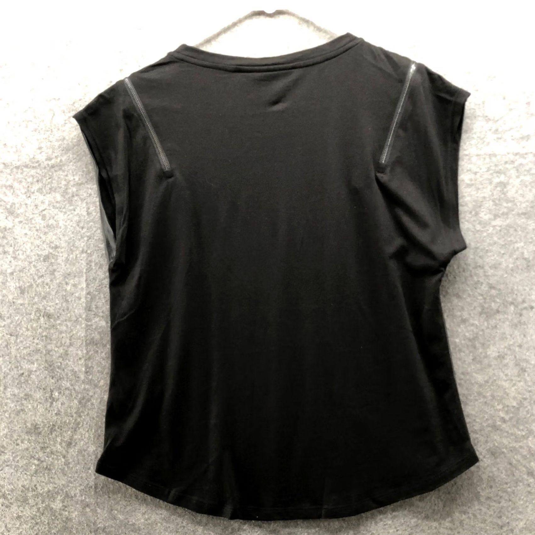 DKNY DKNY Faux Leather Front Zip Accent Top Womens M Black Mixed Media Dolman Shirt Size M / US 6-8 / IT 42-44 - 2 Thumbnail