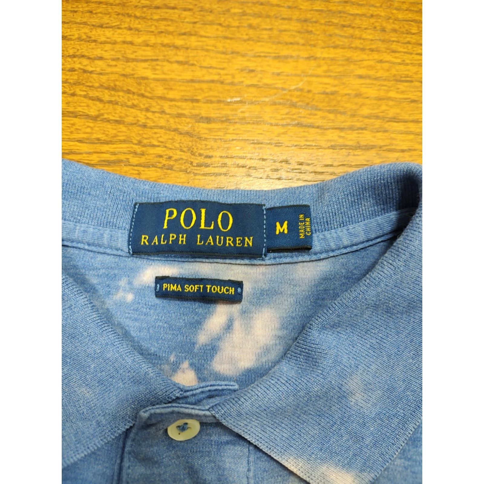 Polo Ralph Lauren VINTAGE Polo Ralph Lauren Shirt Mens Tie Dye Blue 100% Cotton Pima Short Sleeve Polo Acid Wash 90s College Classic USA Mens M Size US M / EU 48-50 / 2 - 4 Thumbnail