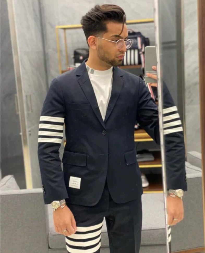 Thom Browne Thom Browne Size 3 Dark blue four-bar suit 2506-Nextarrow Size 42R - 4 Thumbnail