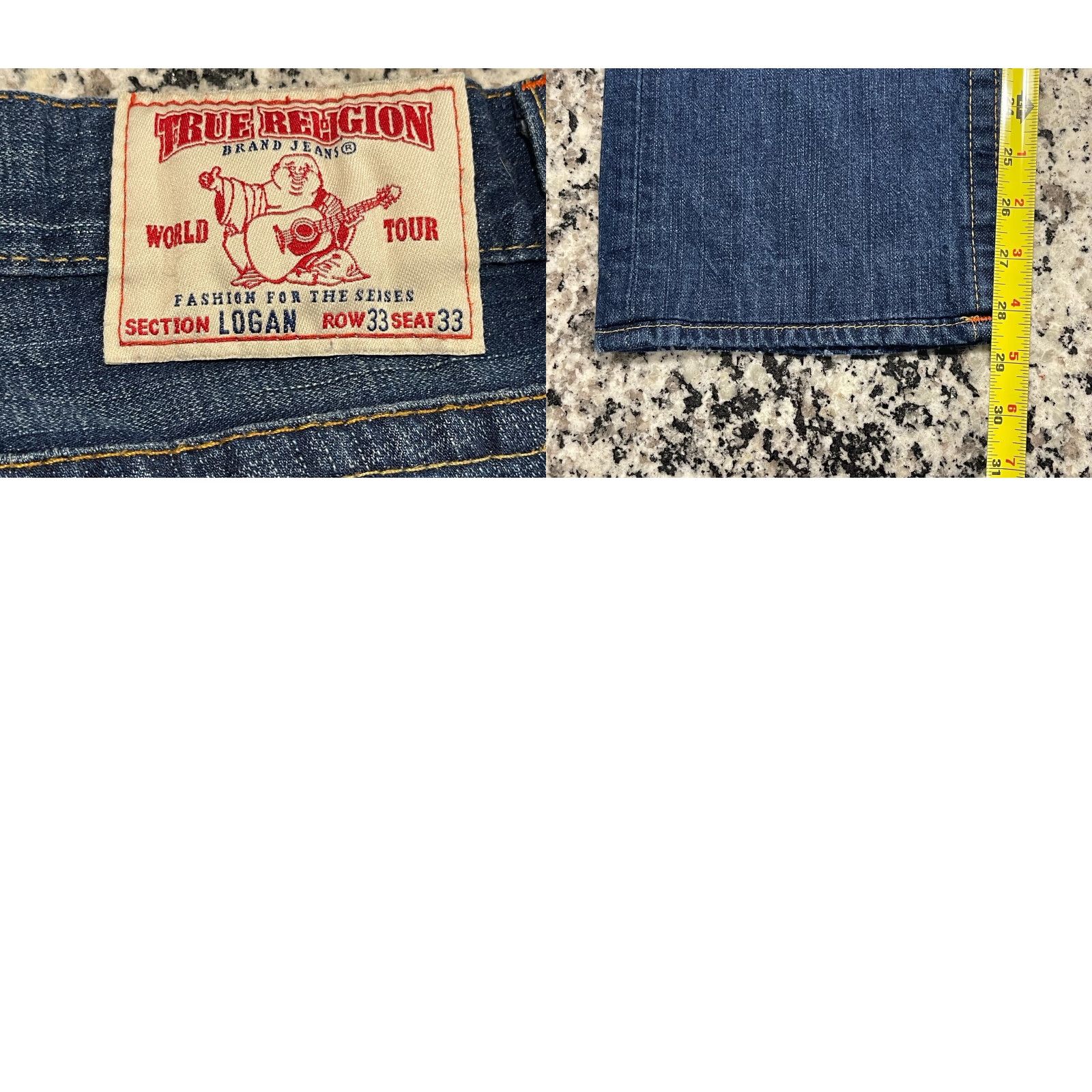 True Religion VINTAGE? Wait, not vintage—True Religion Logan Jeans Button Fly 35 x 28.5 Men's Blue USA Straight Denim Jeans Size US 35 - 8 Thumbnail