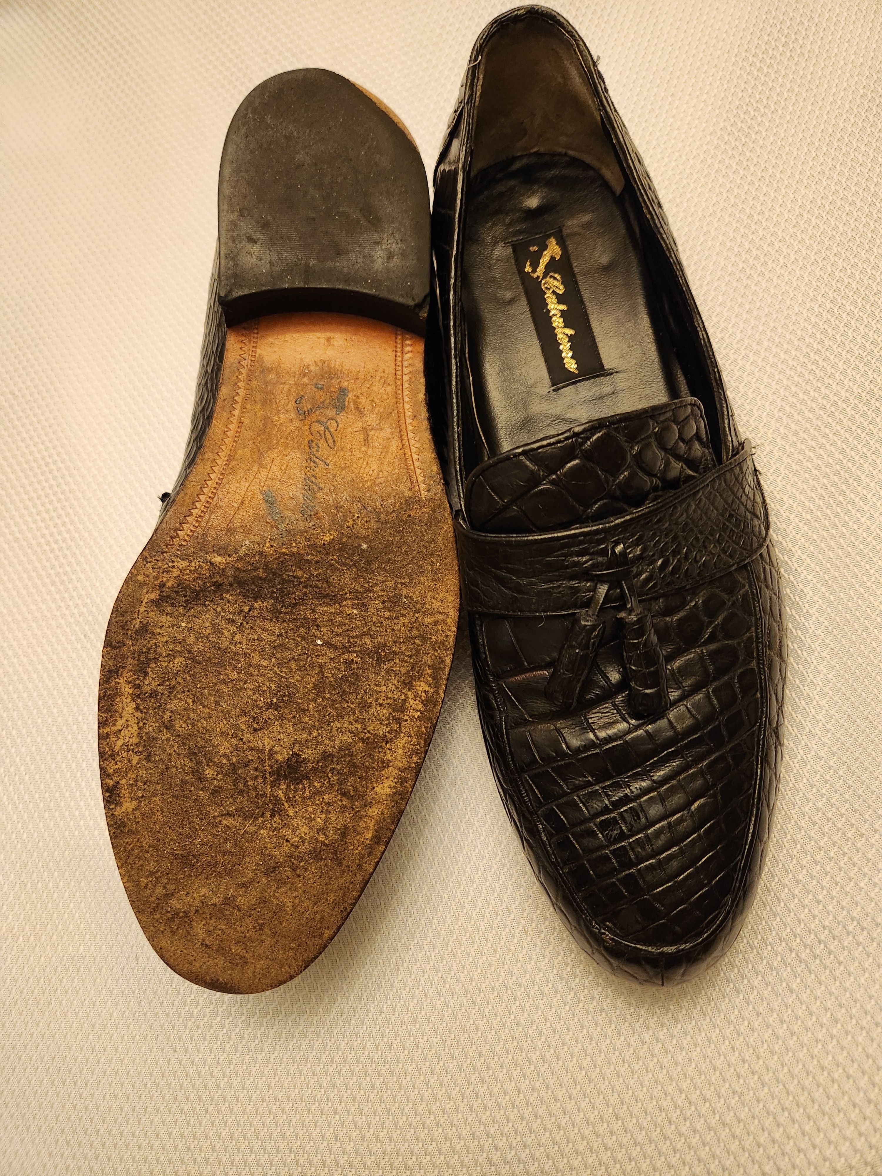 Handmade × Vintage Vintage Calcaterra Handmade Alligator Skin Tasseled Loafers Size US 10.5 / EU 43-44 - 3 Thumbnail
