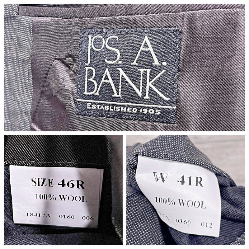 Jos. A. Bank Jos A Bank Wool Birdseye Suit Gray Mens 46R 40W Size 46R - 14 Thumbnail