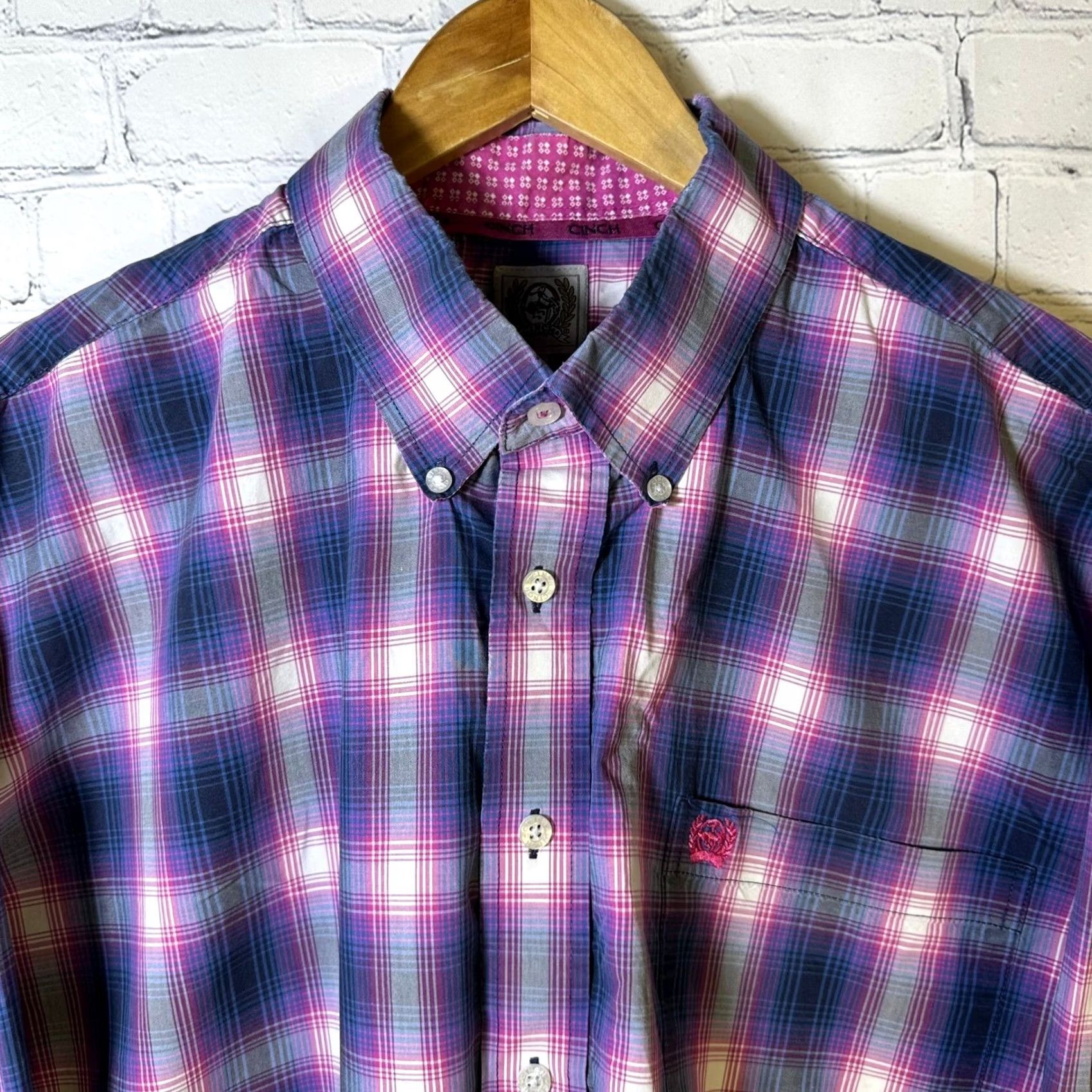Pinko Cinch Western Womens XS Purple Pink Plaid Button Down Long Sleeve Cotton Size XL / US 12-14 / IT 48-50 - 2 Thumbnail