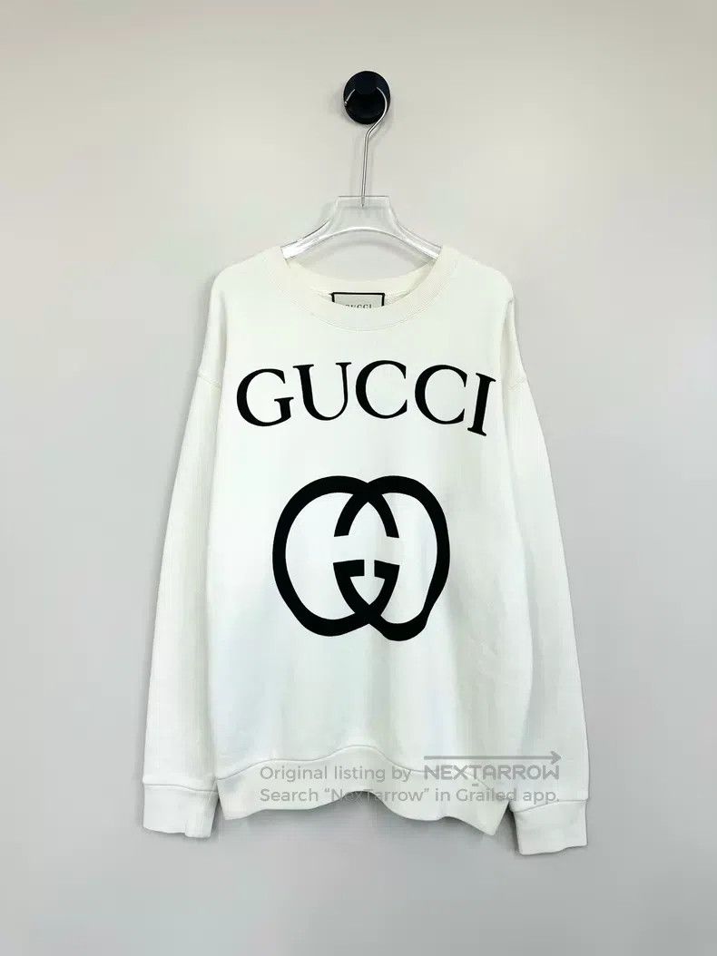 Gucci Gucci Beige letter print logo long-sleeved sweatshirt Size S / US 4 / IT 40 - 1 Thumbnail