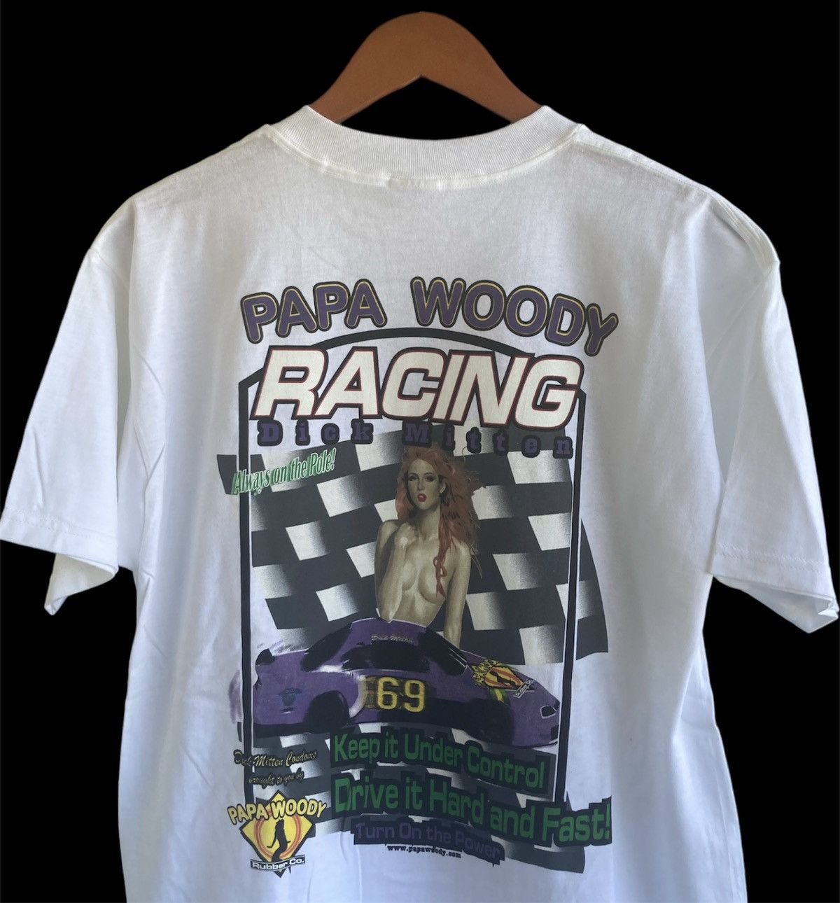 Vintage Vintage Deadstock 1998 Pappa Woodys condoms Racing promo tee Size US L / EU 52-54 / 3 - 6 Thumbnail