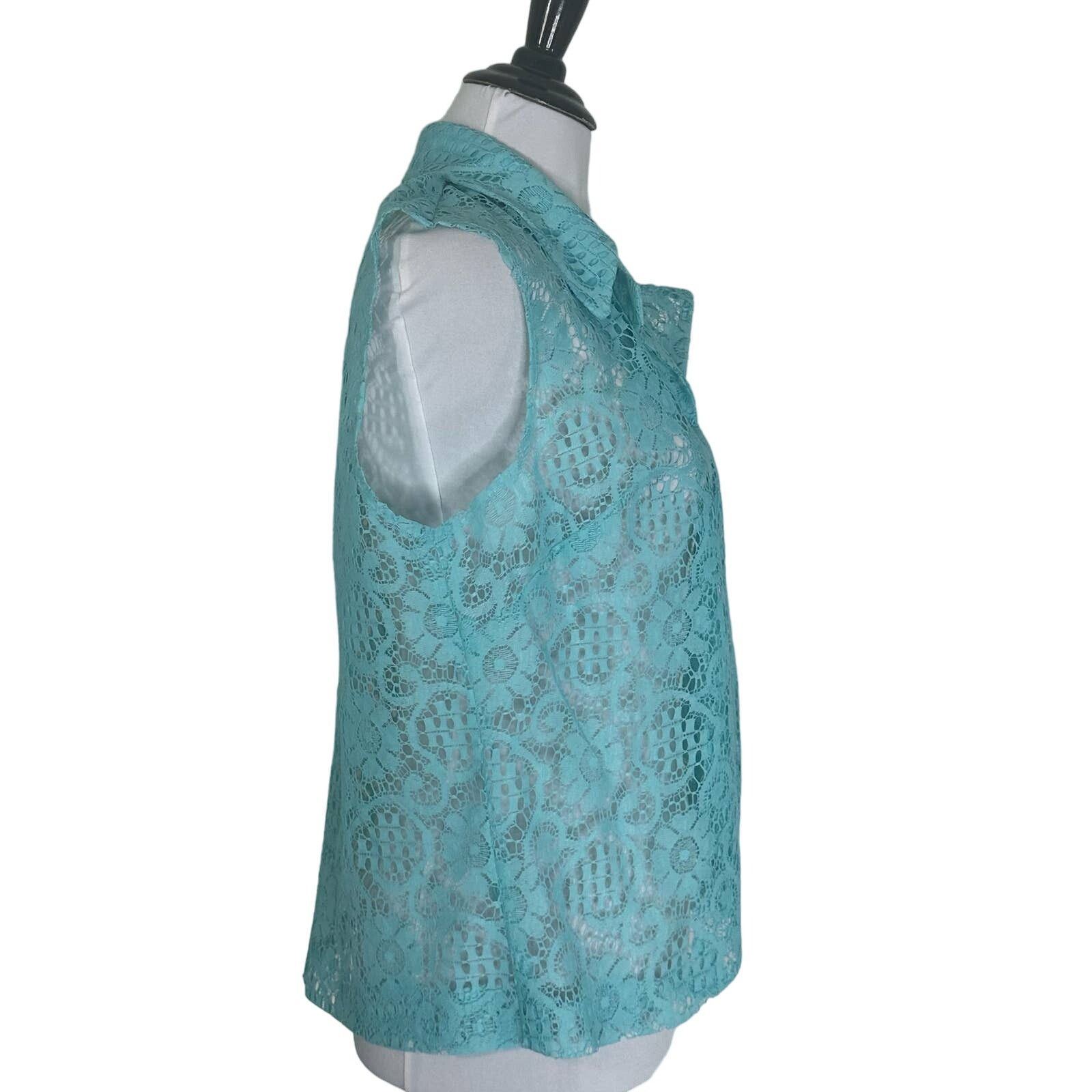 Other Vintage 1960s Mod Blue Lace Open Boho Cottagecore Vest M Size M / US 6-8 / IT 42-44 - 3 Thumbnail