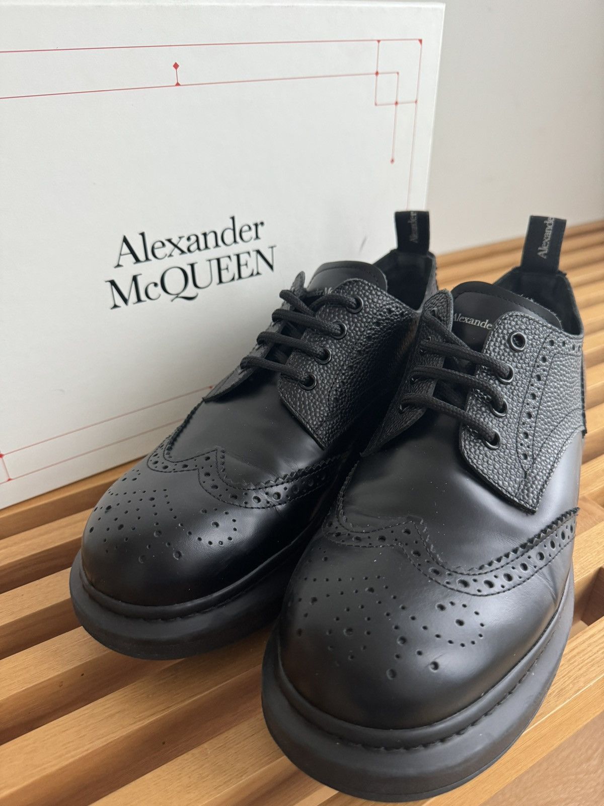 image of Alexander Mcqueen Amc Brogue Black Sneakers Shoes Size 42, Men's