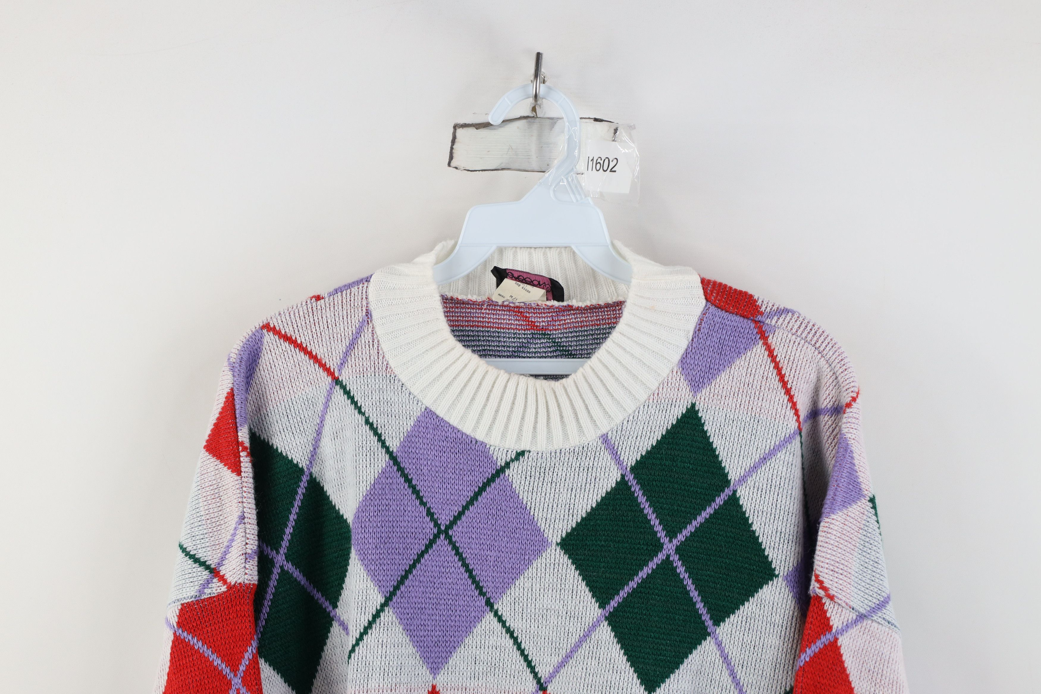 Vintage Vintage 90s Streetwear Diamond Knit Mock Neck Sweater USA Size M / US 6-8 / IT 42-44 - 2 Thumbnail