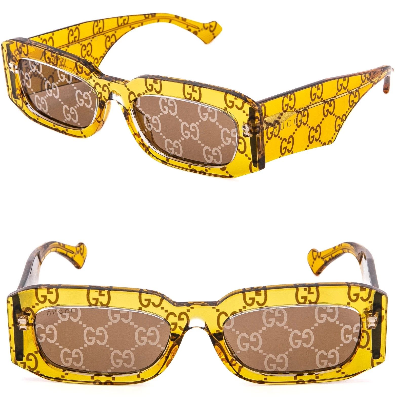 Gucci GUCCI 1426 Crystal Yellow GG Logo Gg1426S Sunglasses 007 Size ONE SIZE - 1 Thumbnail