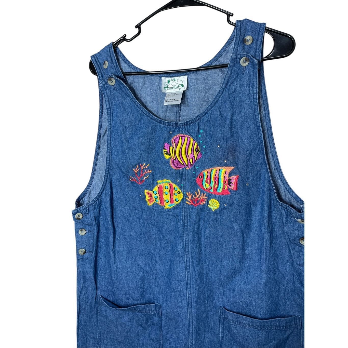 Other Vintage The Quaker Factory Denim Embroidered Fish Sleeveless Size L / US 10 / IT 46 - 2 Thumbnail