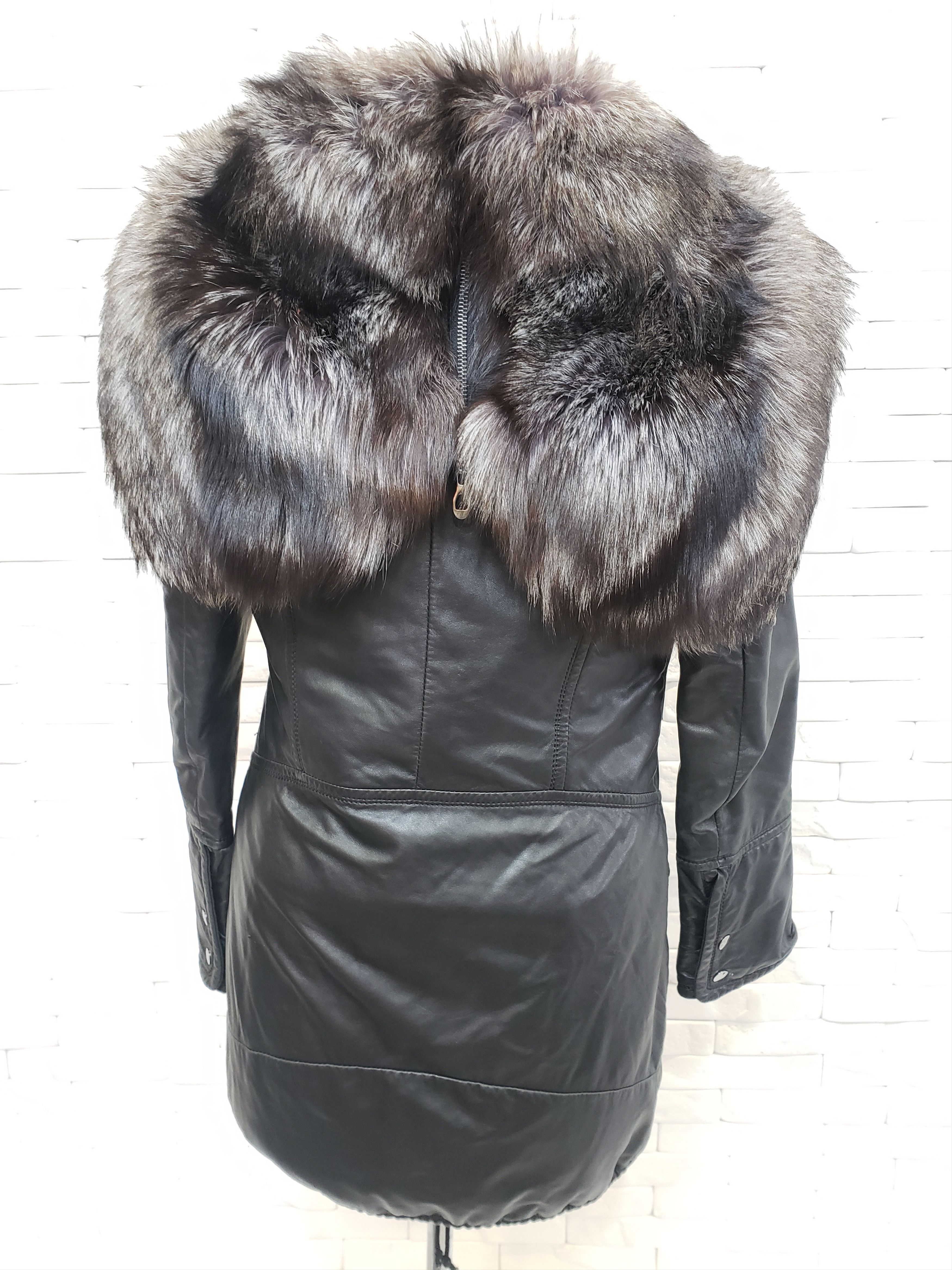 Genuine Leather Black women's leather jacket with a hood. Size M / US 6-8 / IT 42-44 - 4 Thumbnail