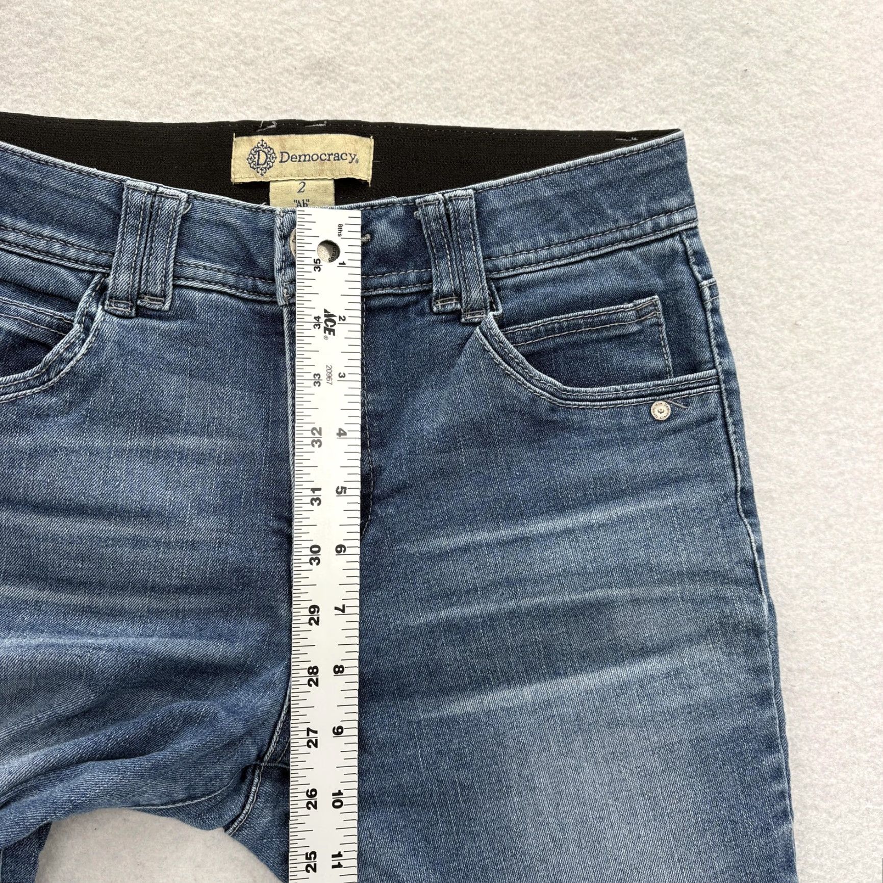 Vintage Democracy Jeans Womens 2 Blue Mid Rise Ankle Stretch 5-Pocket Denim Slim Straight Hem Distressed Modern Raw Hem Size 26" / US 2 / IT 38 - 7 Thumbnail
