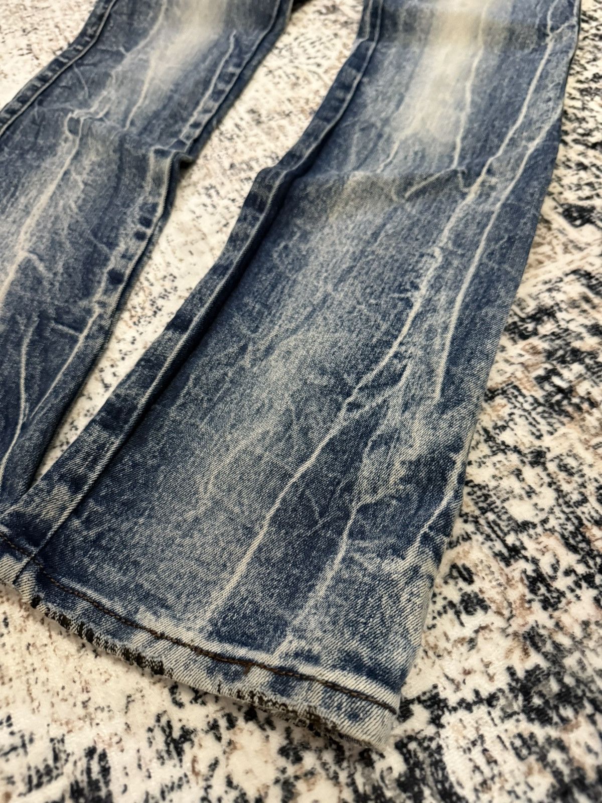 If Six Was Nine Diesel Black Gold Double Waist Whiskers Stack Flared Jeans Size US 29 - 9 Thumbnail