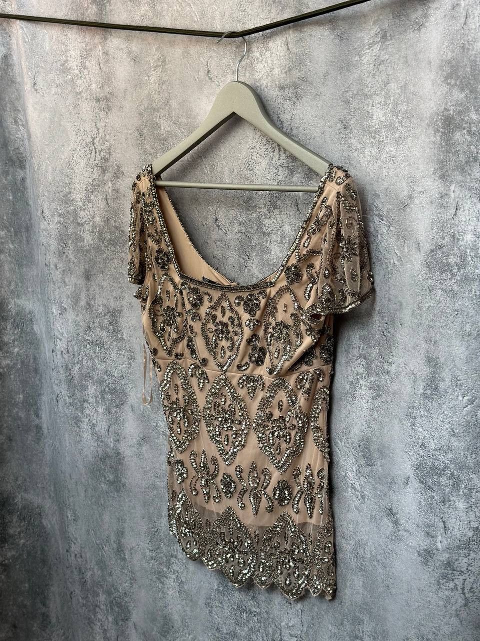 Vintage Pisarro Nights Beaded Short Sleeve Top Silver Elegant Size M / US 6-8 / IT 42-44 - 2 Thumbnail