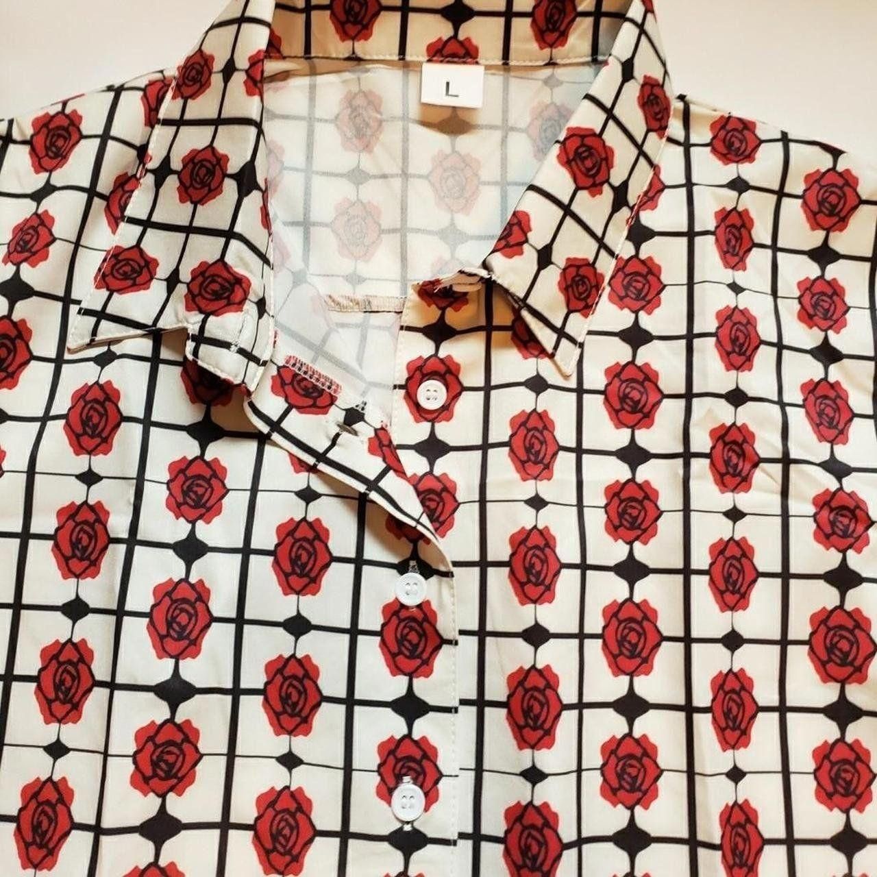 Designer Silk- Style Roses OOAK NWT Blouse SIZE L Designer Sample Size L / US 10 / IT 46 - 4 Thumbnail