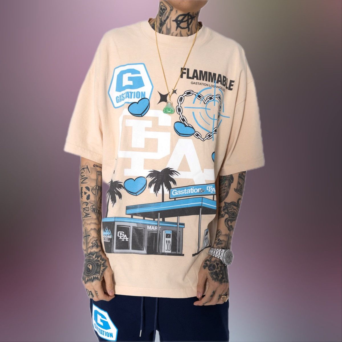 Other Gas Station LA - Essential Oversized Tee in Beige Size US S / EU 44-46 / 1 - 5 Thumbnail