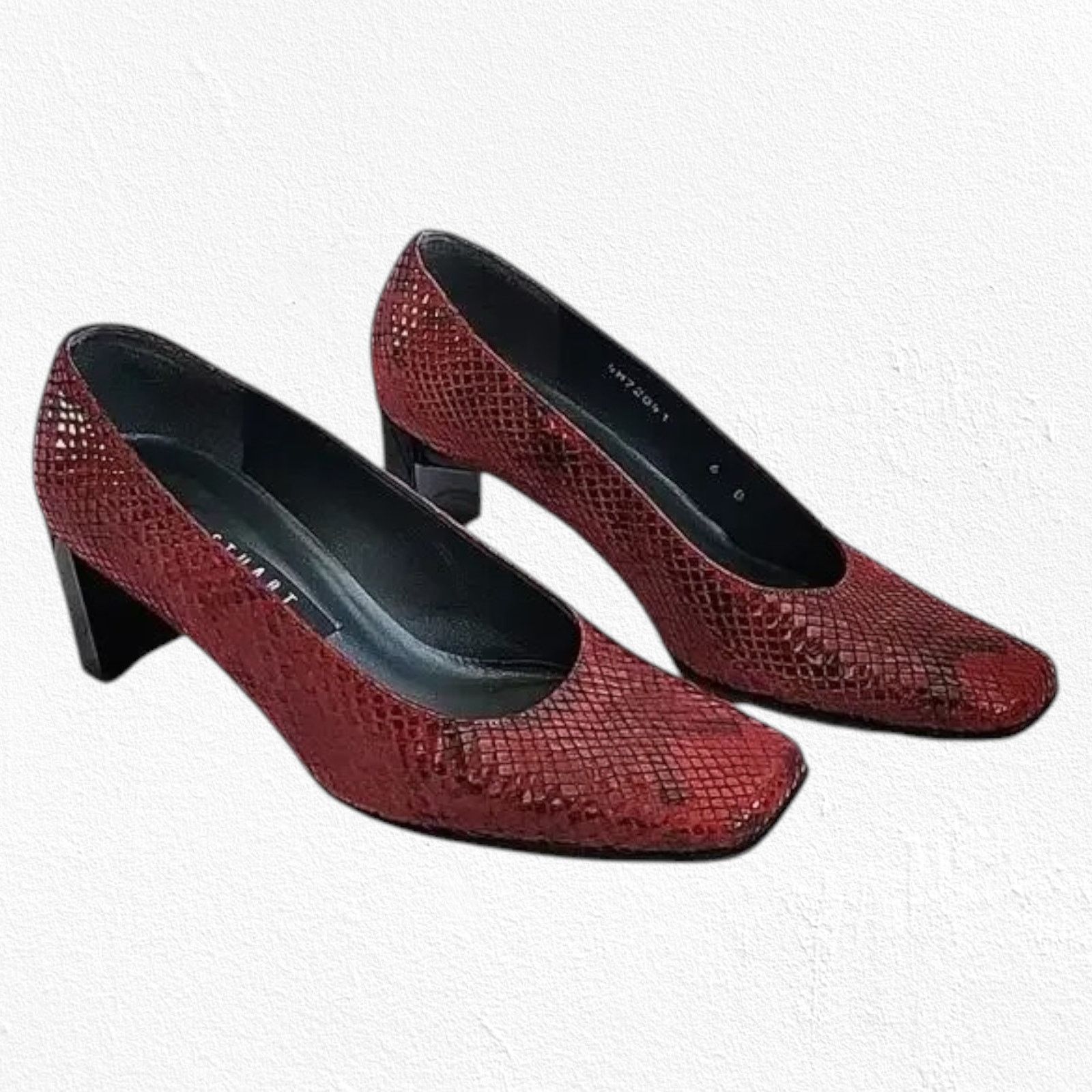 Vintage Stuart Weitzman Cherry Red Snakeskin Pumps Size 6