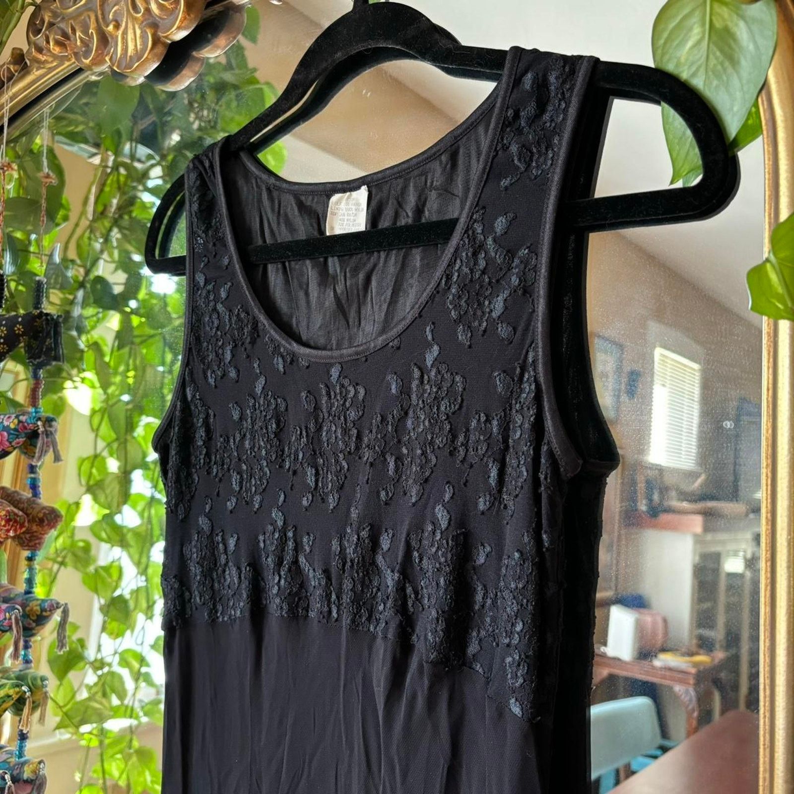 Other Vintage Simple Black Floor Length Maxi Dress 10 Y2K 90s Prom Size L / US 10 / IT 46 - 4 Thumbnail