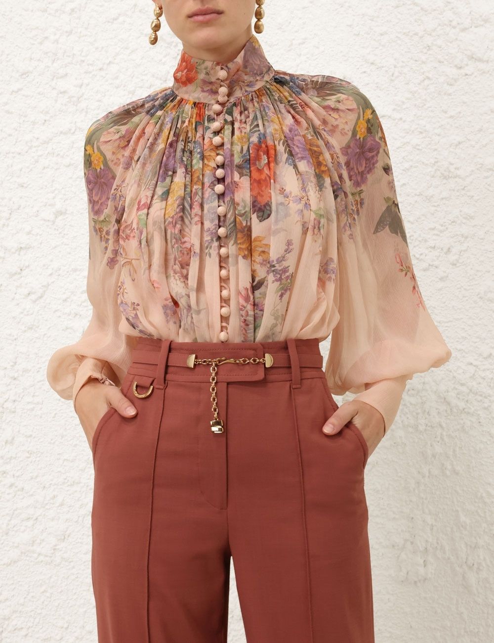 Zimmermann oc11z0825 Pavilion Smock Blouse in Multicolor Size S / US 4 / IT 40 - 2 Thumbnail