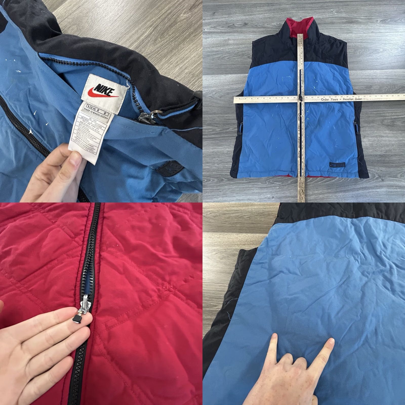 Nike VINTAGE Nike Vest Jacket Womens Large Reversible Nylon 90s Spellout Logo Zipper Pockets Blue Size L / US 10 / IT 46 - 8 Thumbnail