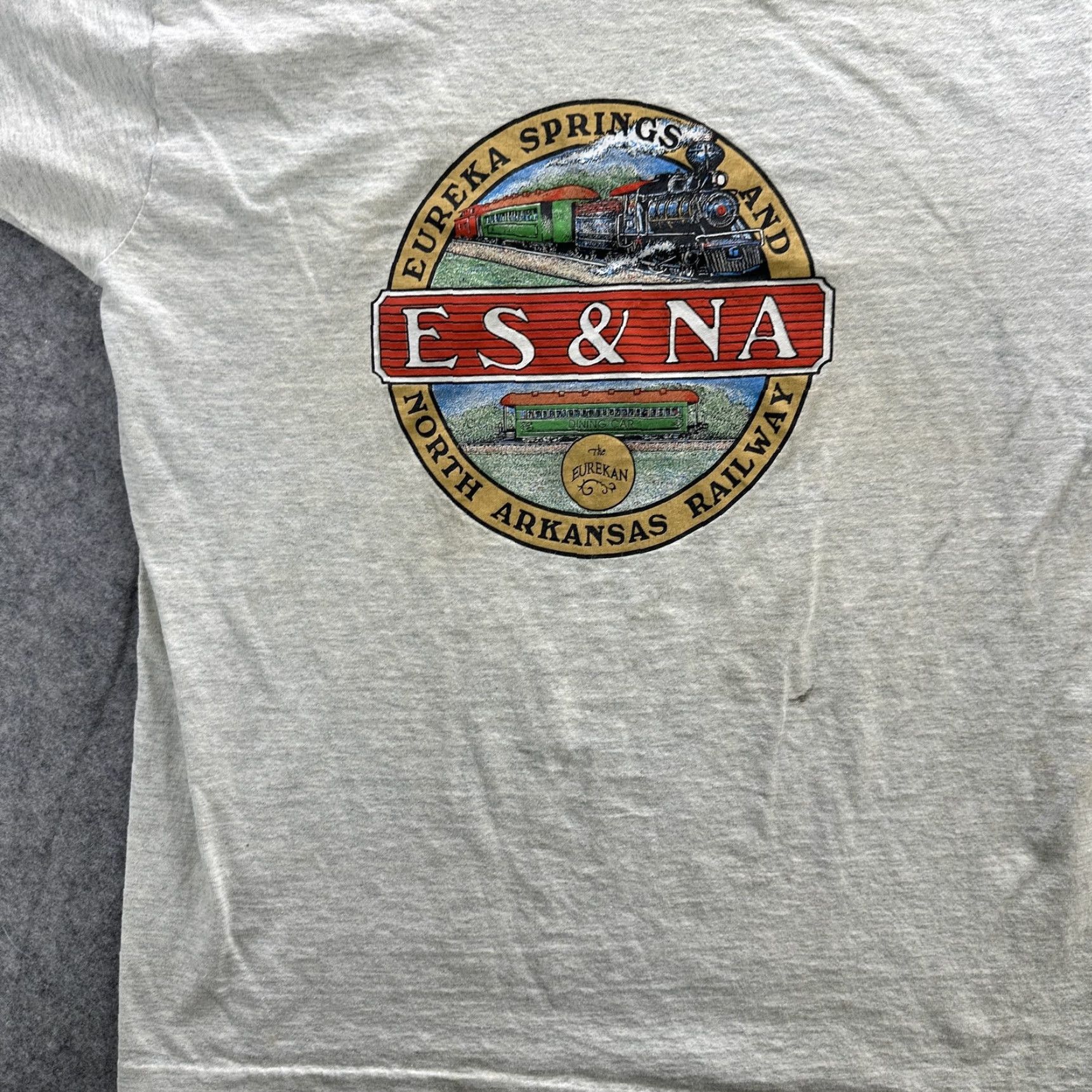 Fruit Of The Loom VINTAGE North Arkansas Railway Train T-Shirt Mens XL Gray 90s USA Travel Trains Railroad Tee Size US XL / EU 56 / 4 - 3 Thumbnail