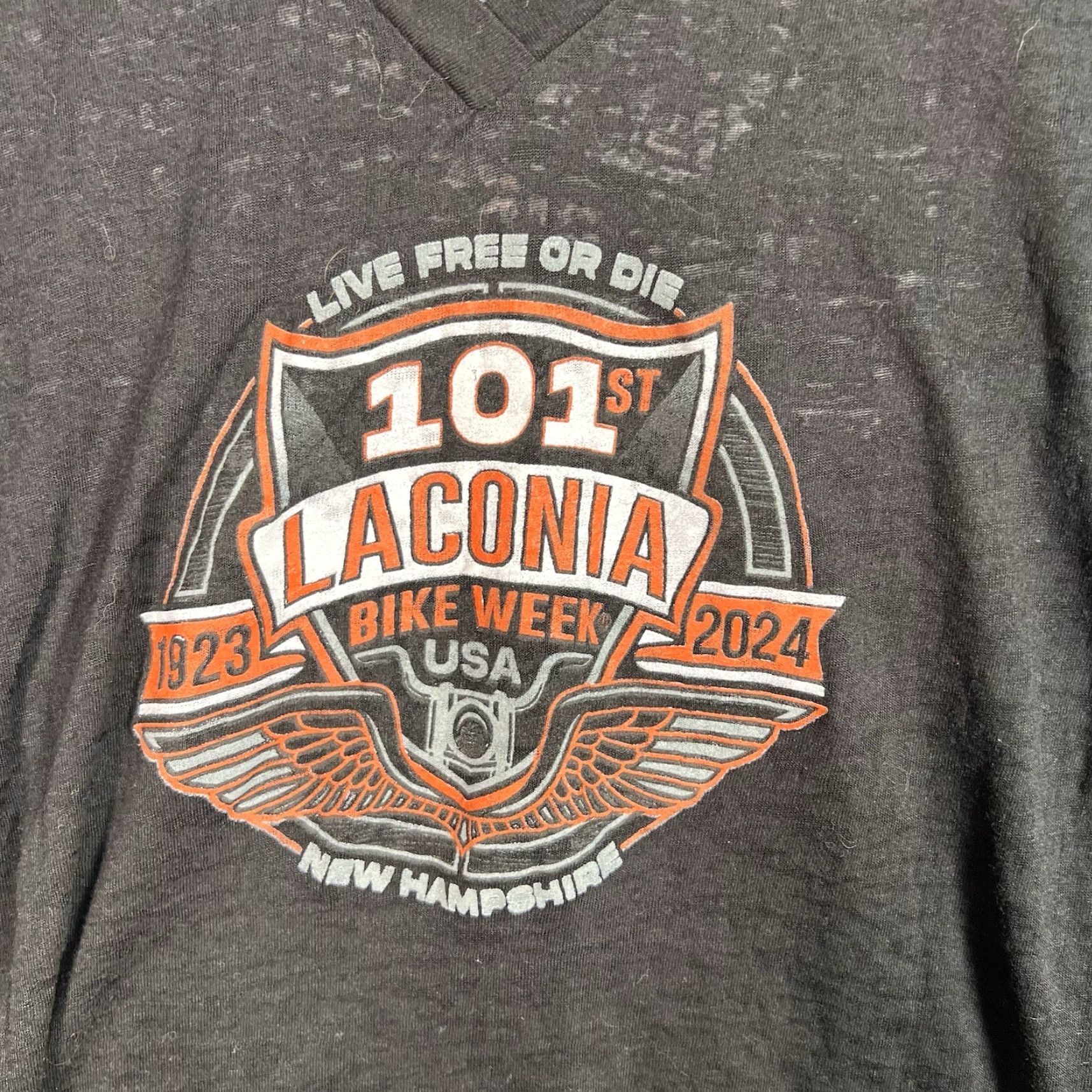 Vintage VINTAGE 101st Laconia Bike Week Motorcycle V Neck T Shirt Womens Small Black Size S / US 4 / IT 40 - 5 Thumbnail