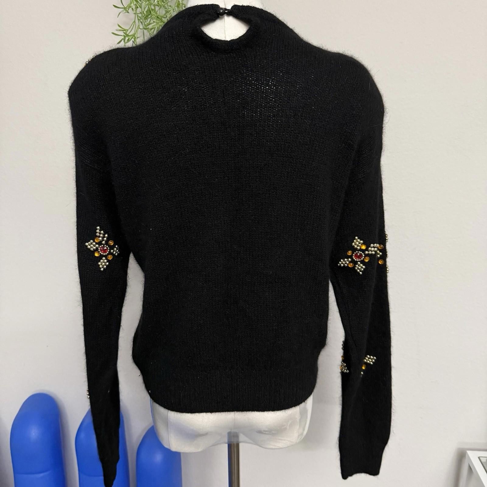 Designer Vintage 80s Diversity Beaded Silk Sweater Size L / US 10 / IT 46 - 4 Thumbnail