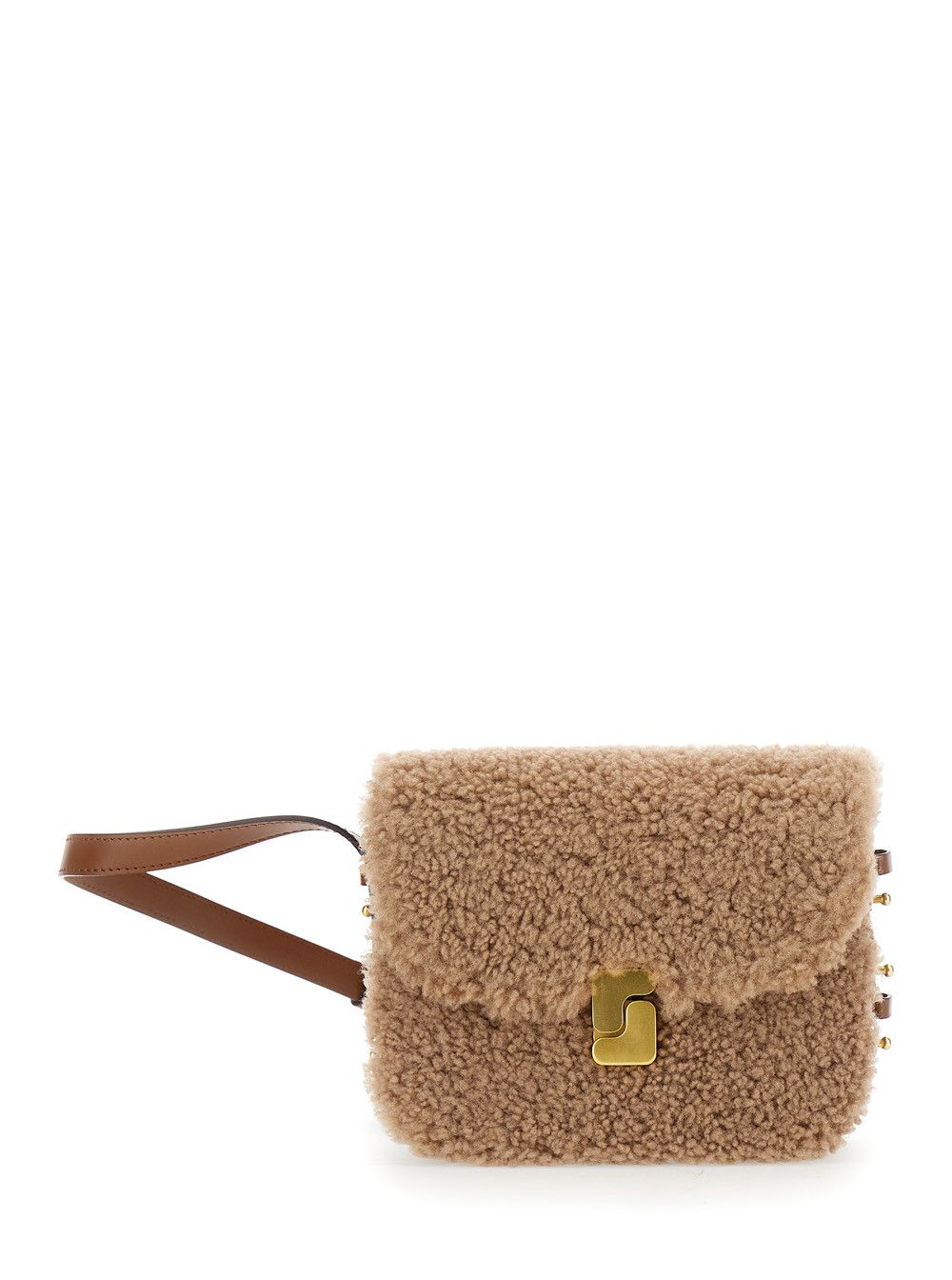 Soeur 'bellissima' Beige Mini Crossbody Bag With Adjustable Shoulder Strap In Fur Woman, Women's