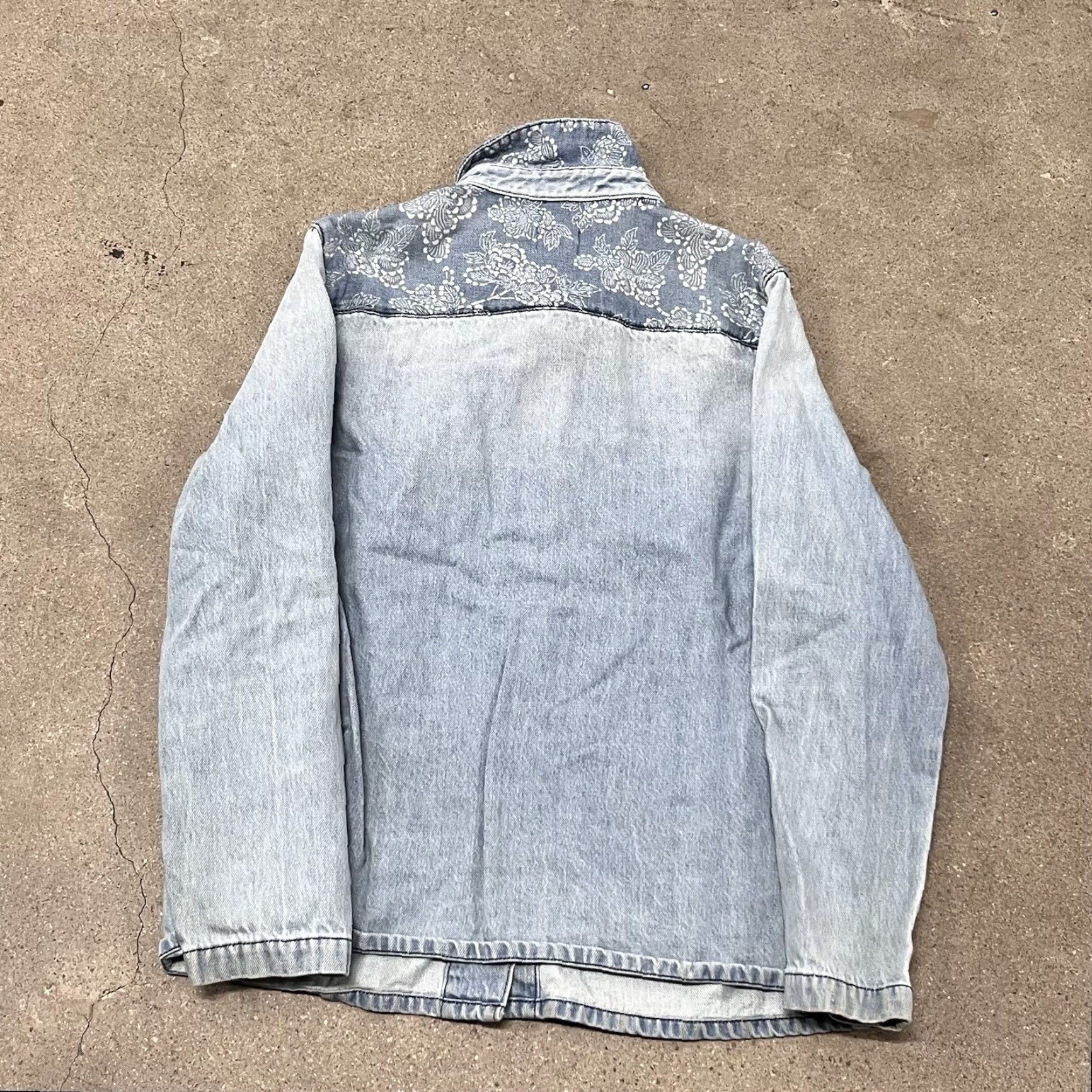 J.Crew J.CREW Denim Jacket Women Medium Blue Paisley Collared Hemp Blend Size M / US 6-8 / IT 42-44 - 3 Thumbnail