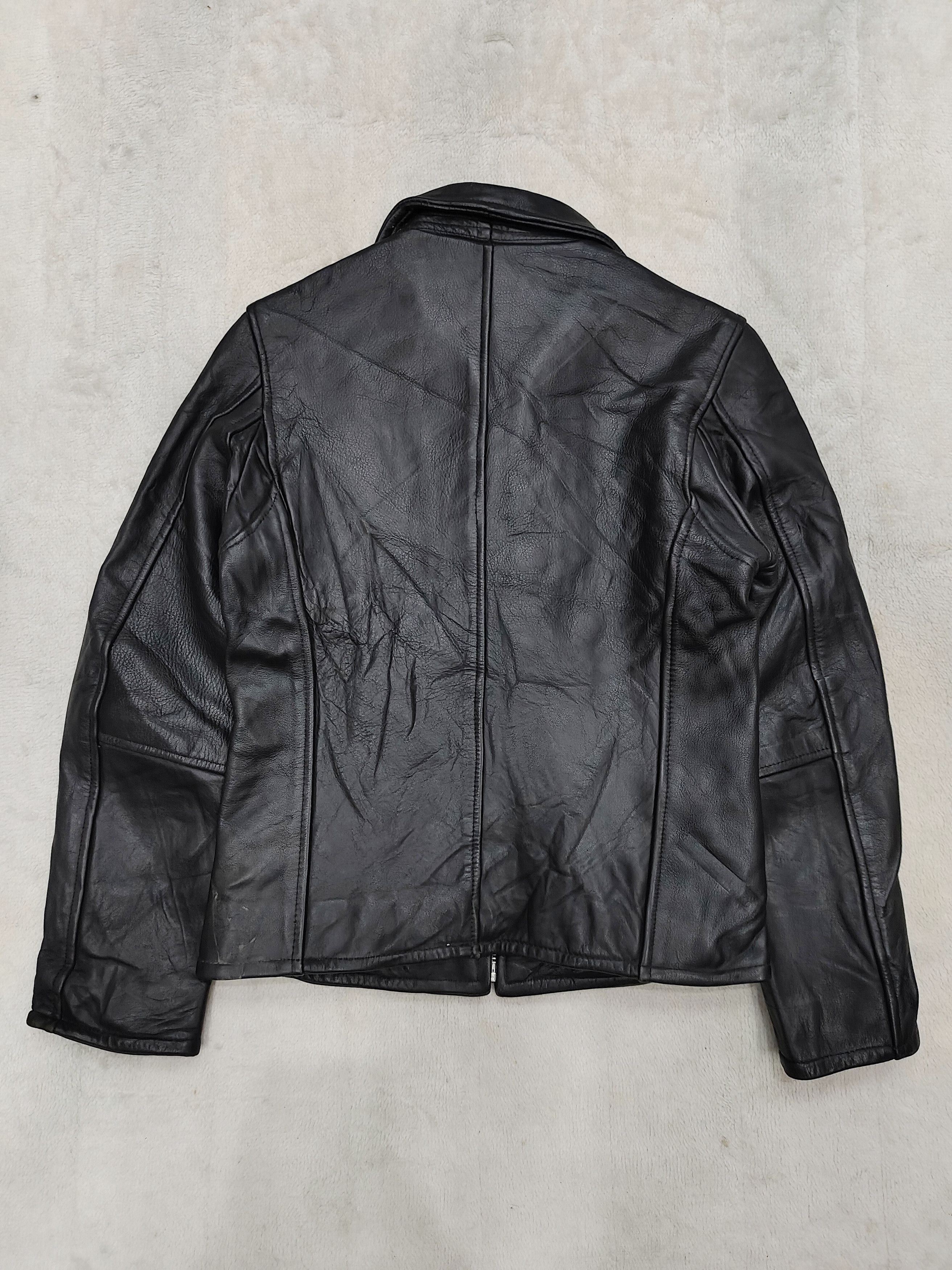 Japanese Brand 90s Dep't 🇯🇵 Raw Minimalist Leather Slim Biker Jacket Size US S / EU 44-46 / 1 - 4 Thumbnail