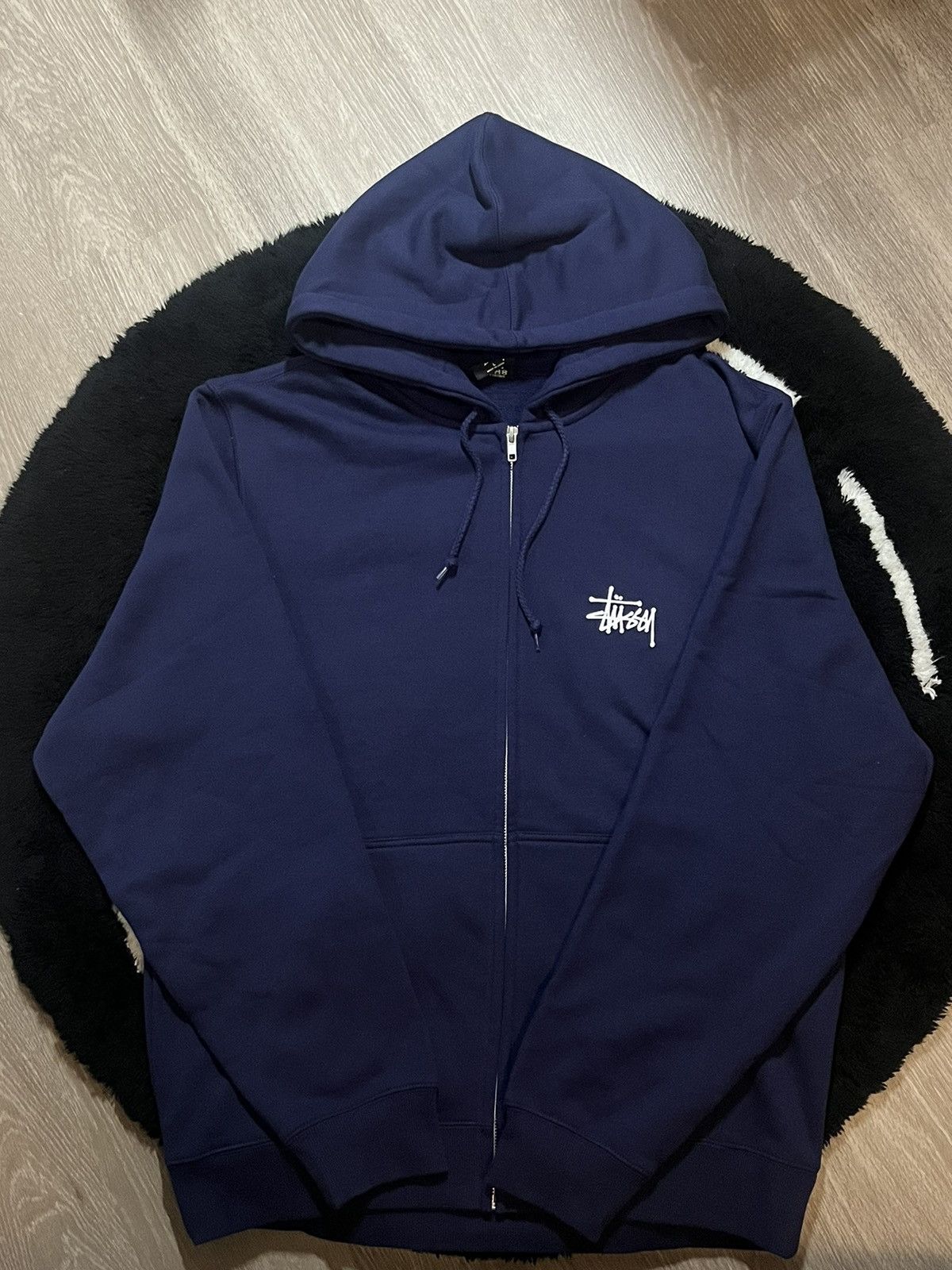 Stussy Classic Stussy Logo Zip-Hoodie, Navy Blue Color, Size Large Size US L / EU 52-54 / 3 - 2 Thumbnail