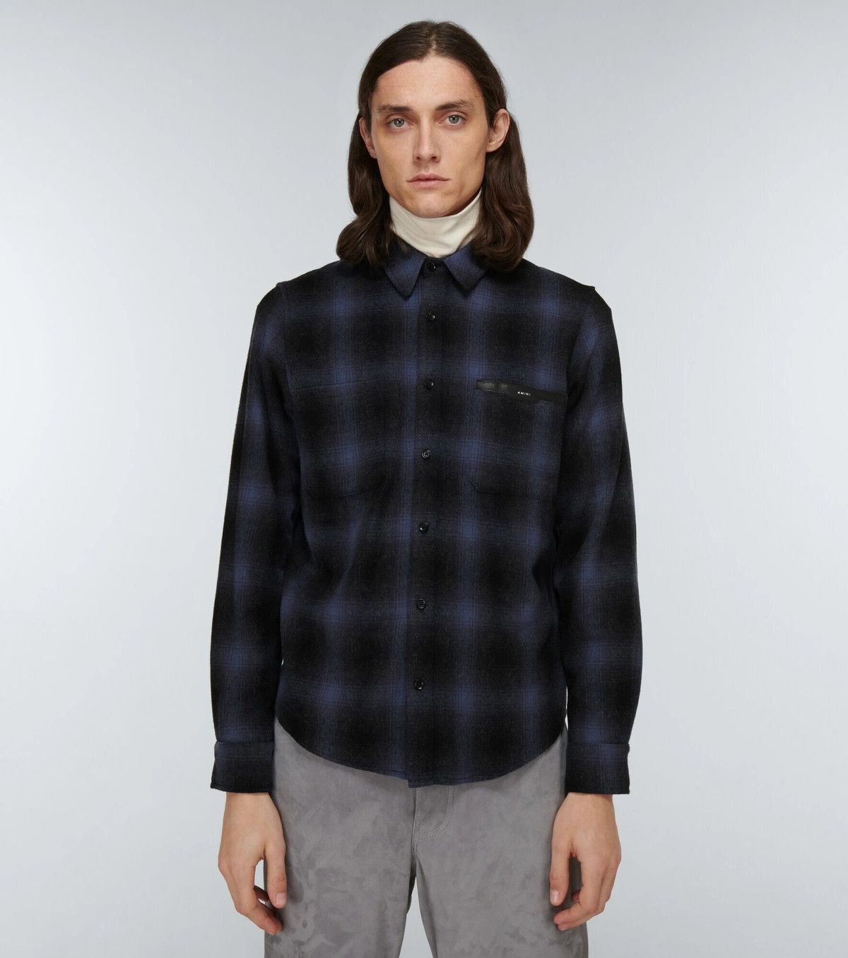 Amiri o1y0525 Logo Checked Shirt in Blue/Black Size US M / EU 48-50 / 2 - 2 Thumbnail