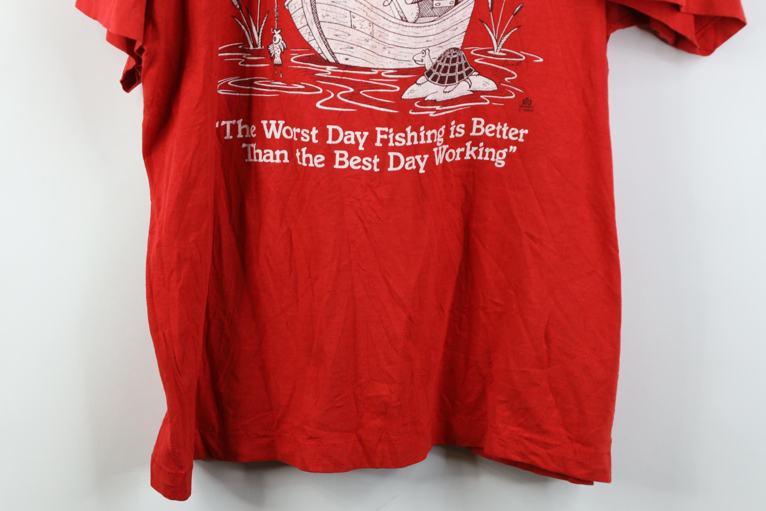 Vintage Vintage 90s Day Fishing Is Better Than Best Day Work T-Shirt Size US XL / EU 56 / 4 - 3 Thumbnail