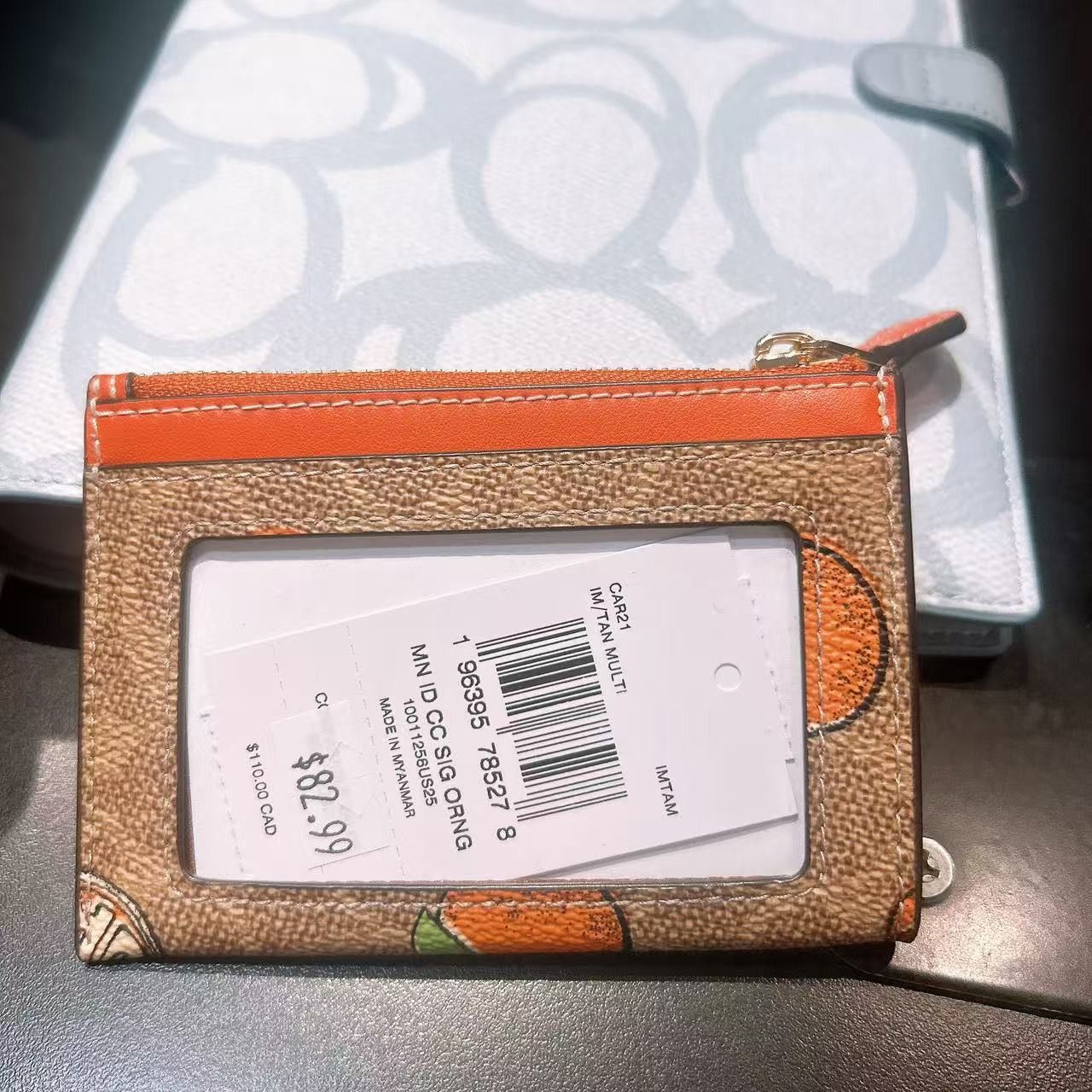 Coach Mini Skinny Id Case With Orange Print CAR21 Size ONE SIZE - 2 Thumbnail