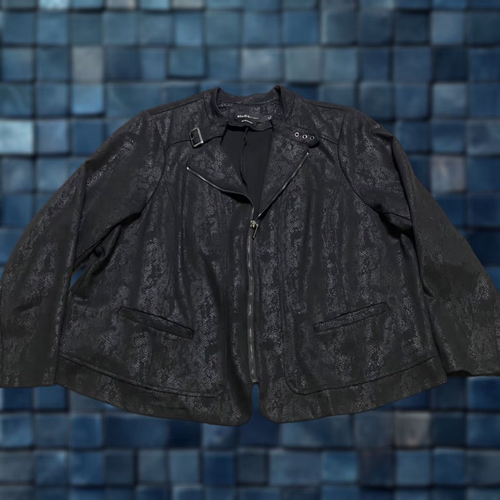 Torrid Torrid Jacket Womens 4X Plus Snakeskin Print Full Zip Moto Black Size XXL / US 16-18 / IT 52-54 - 1 Thumbnail