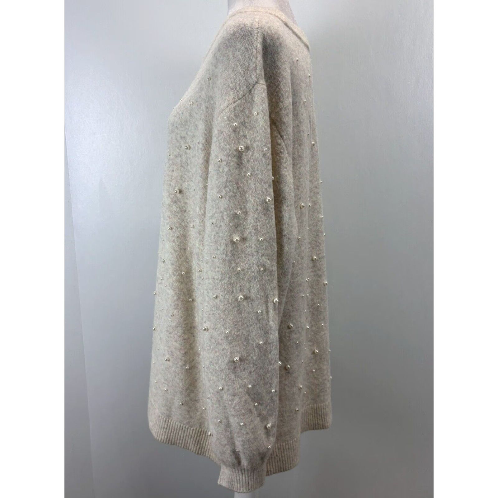 Loft LOFT Women’s Plus Size 24/26 Cream Soft Pearl Studded Sweater Soft Size 4XL / US 24-26 - 2 Thumbnail