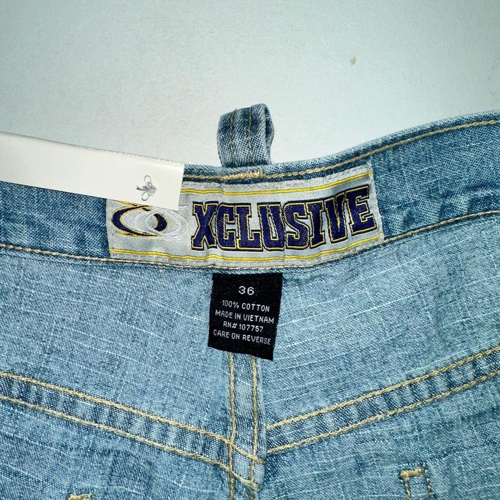 Vintage Vintage baggy y2k xclusive light blue unique embroidered Size US 36 / EU 52 - 4 Thumbnail