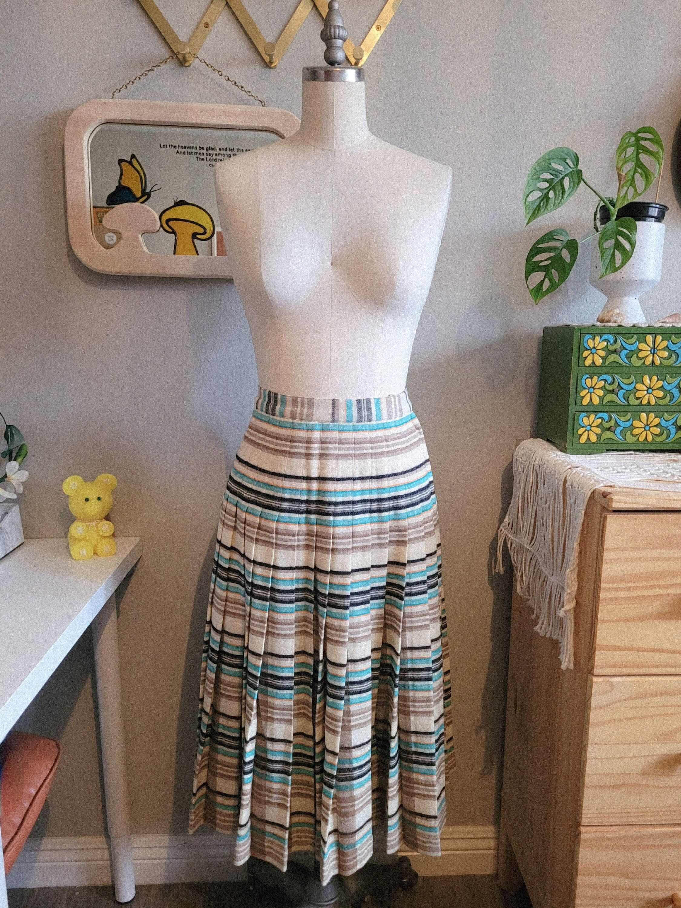 Vintage 50s Pendleton Reversible Pleated Turnabout Skirt