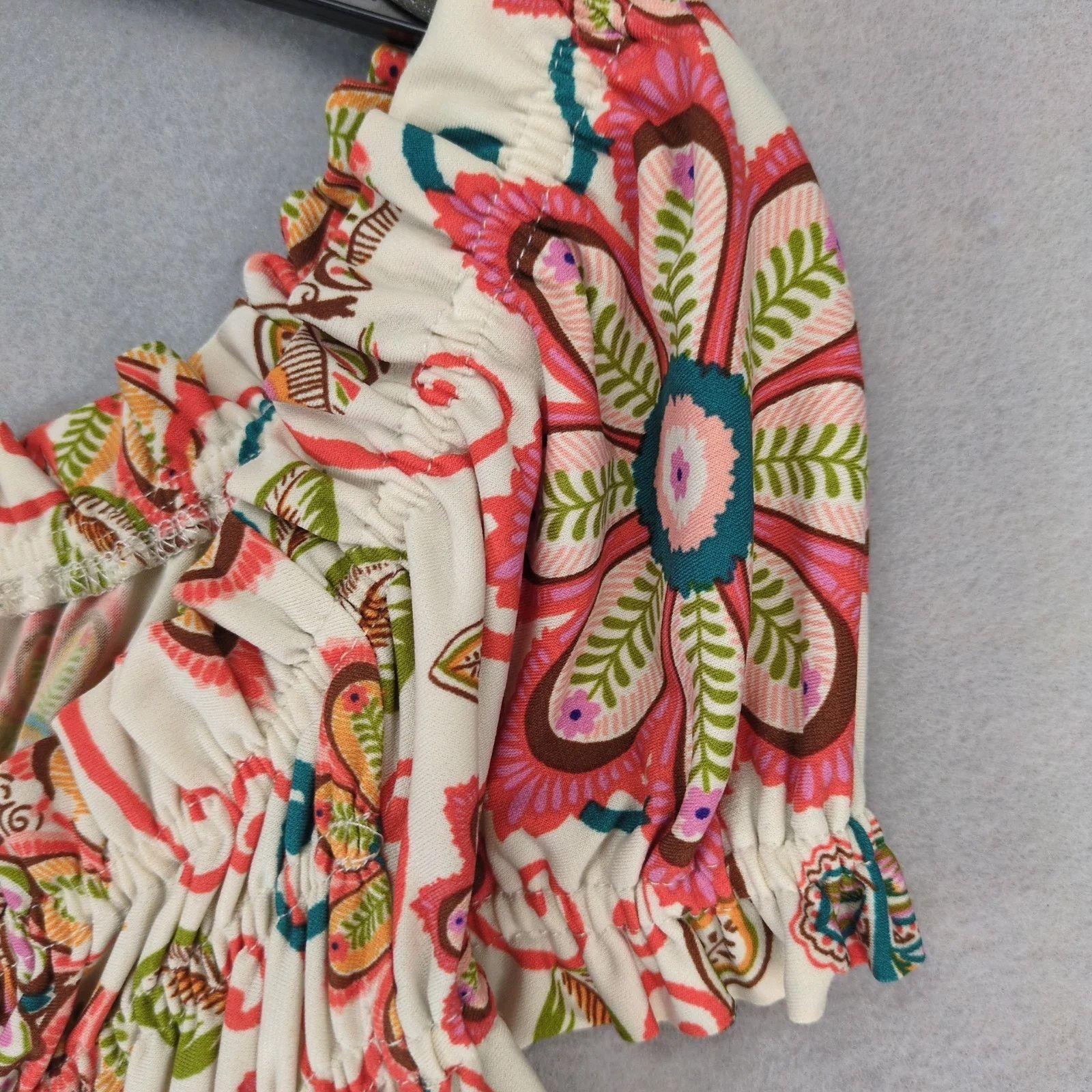 Other London Times Floral Smocked Midi Dress Sz 12 Ruffled Trim Size XL / US 12-14 / IT 48-50 - 7 Thumbnail