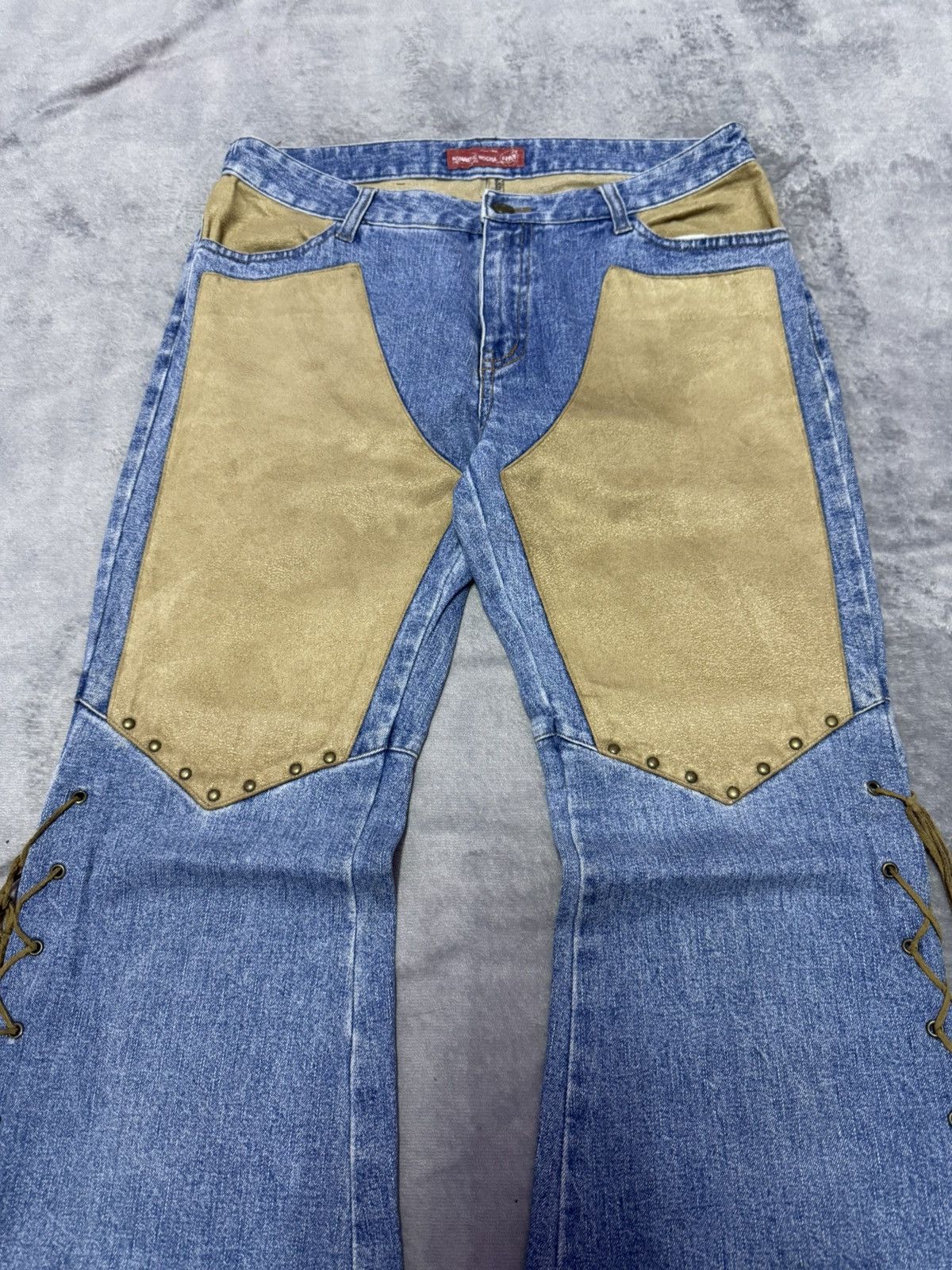 5351 POUR LES HOMMES × Japanese Brand × Tornado Mart Romantic Mocha Western Panel Lace Up Flared Jeans Size US 30 / EU 46 - 4 Thumbnail