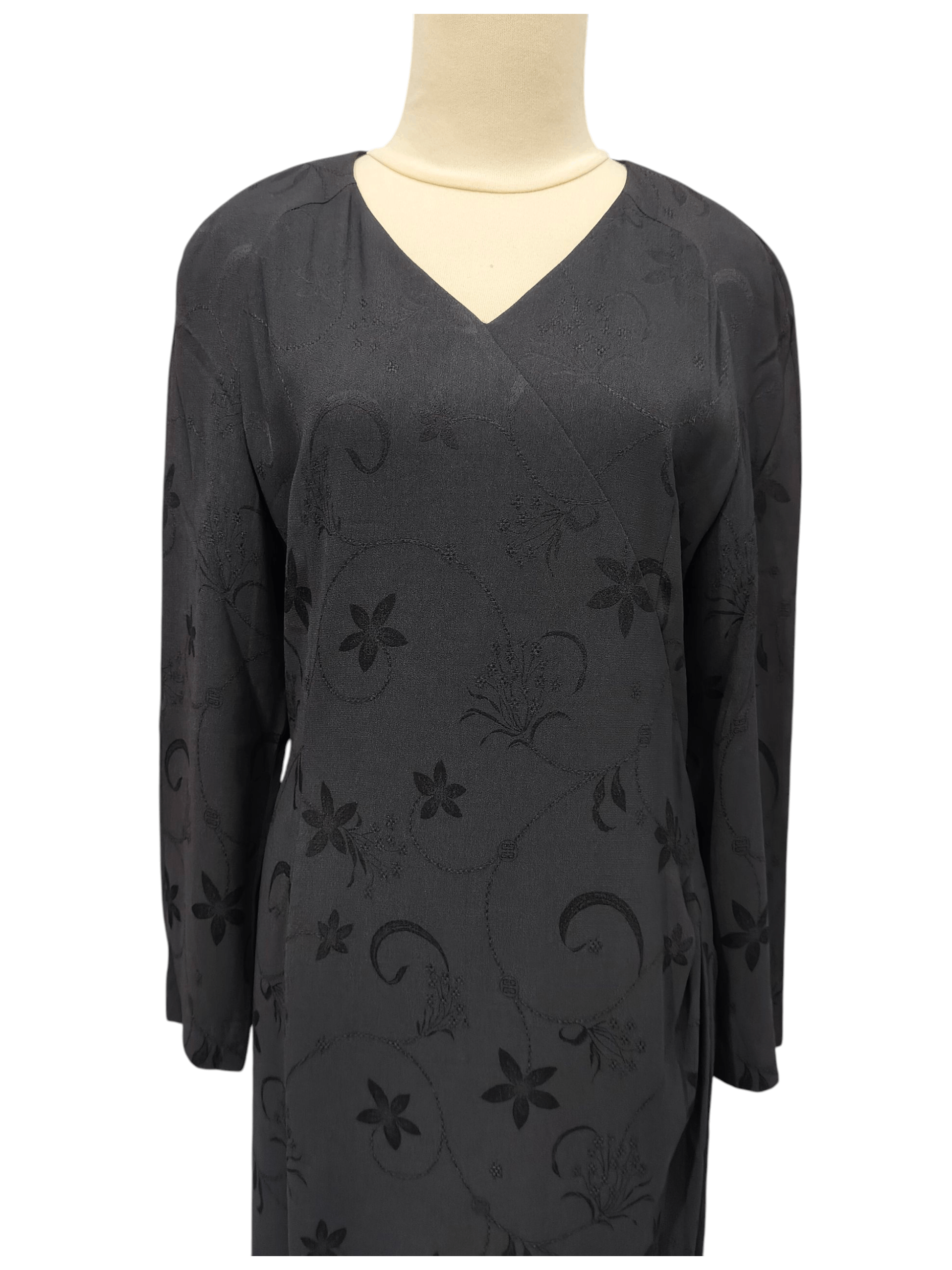 Givenchy 90s Givenchy Boutiques- Minimal Floral Jacquard Wrap Dress Size M / US 6-8 / IT 42-44 - 2 Thumbnail