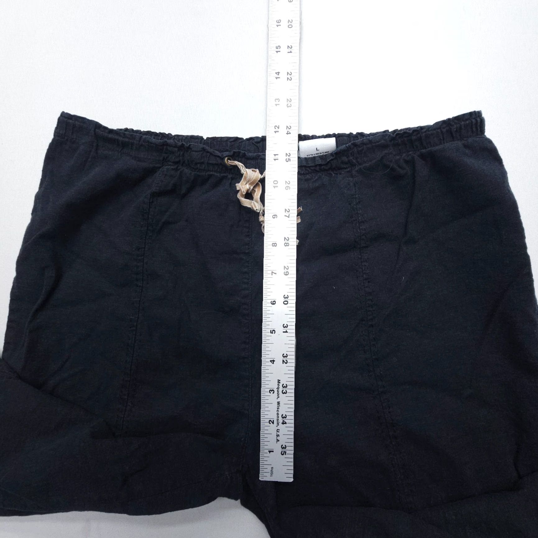 Vintage Kathy Ireland Linen Rayon Pull On Capri Crop Pants L Black Capri Pants Casual Travel Womens Regular Size L" Size 36" / US 14 / IT 50 - 7 Thumbnail