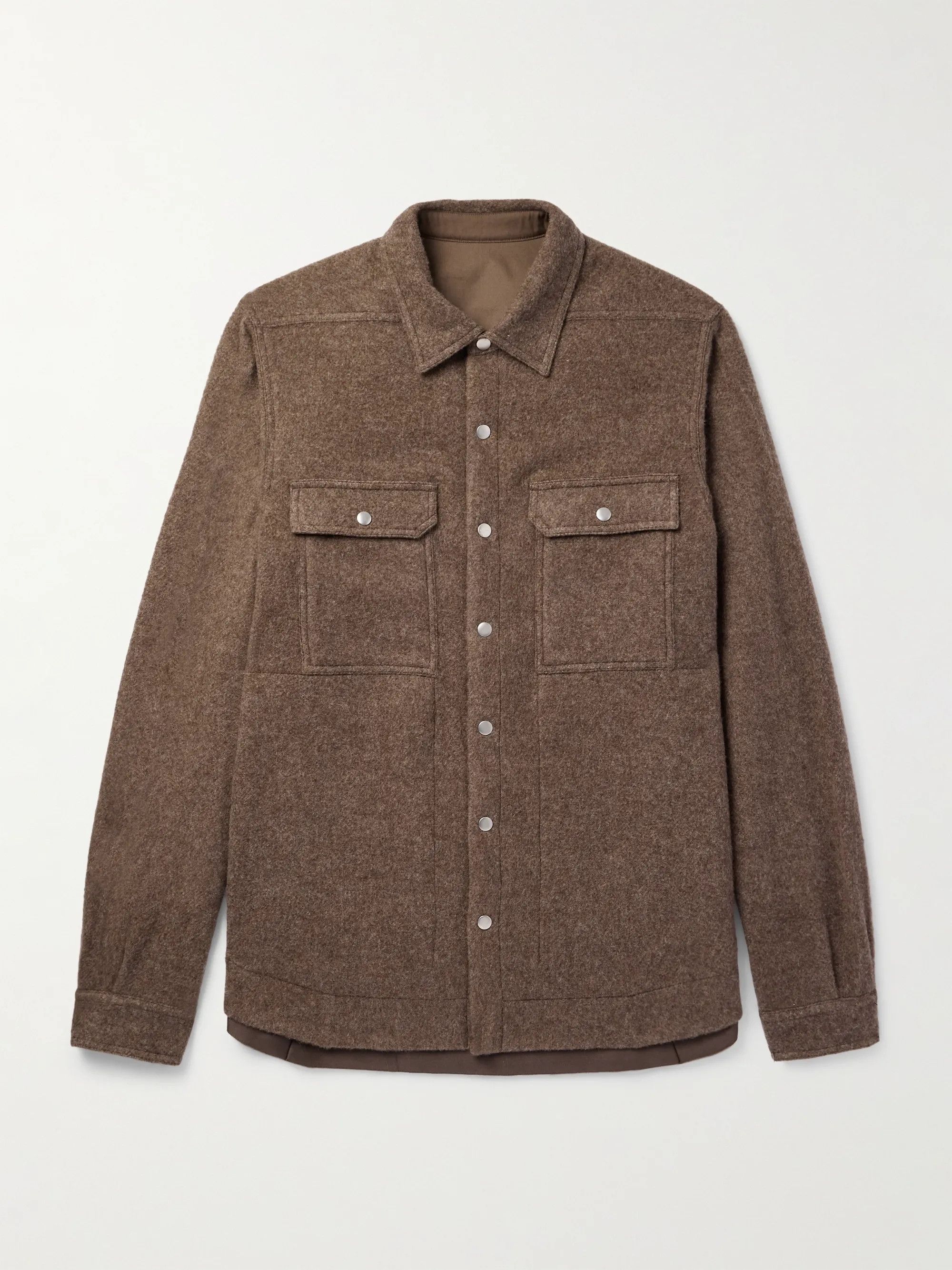 Rick Owens EU46 Lodenette Felt Wool Outershirt Fawn FW24 Porterville Size US S / EU 44-46 / 1 - 13 Thumbnail