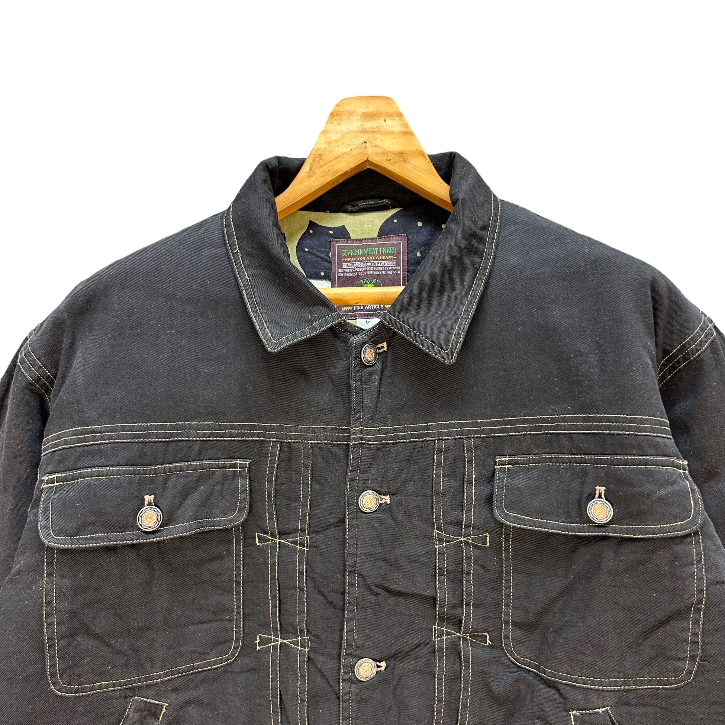 Japanese Brand PING CHENG 2 Lined Graphics Printed Denim Jacket #A39-0889 Size US M / EU 48-50 / 2 - 3 Thumbnail