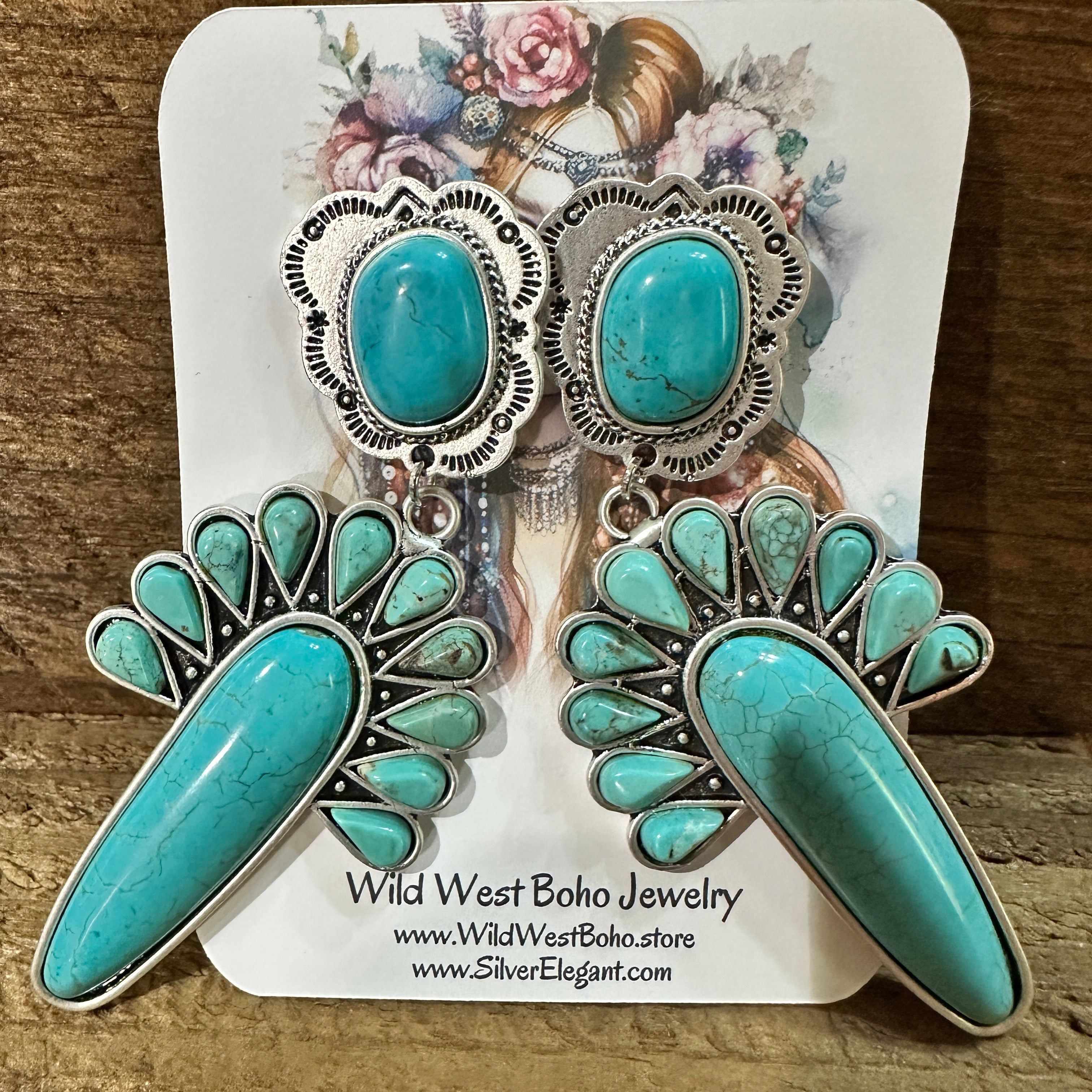 Other Navajo Turquoise Post Earrings, Big Bold Style, Boho Southwe Size ONE SIZE - 5 Thumbnail