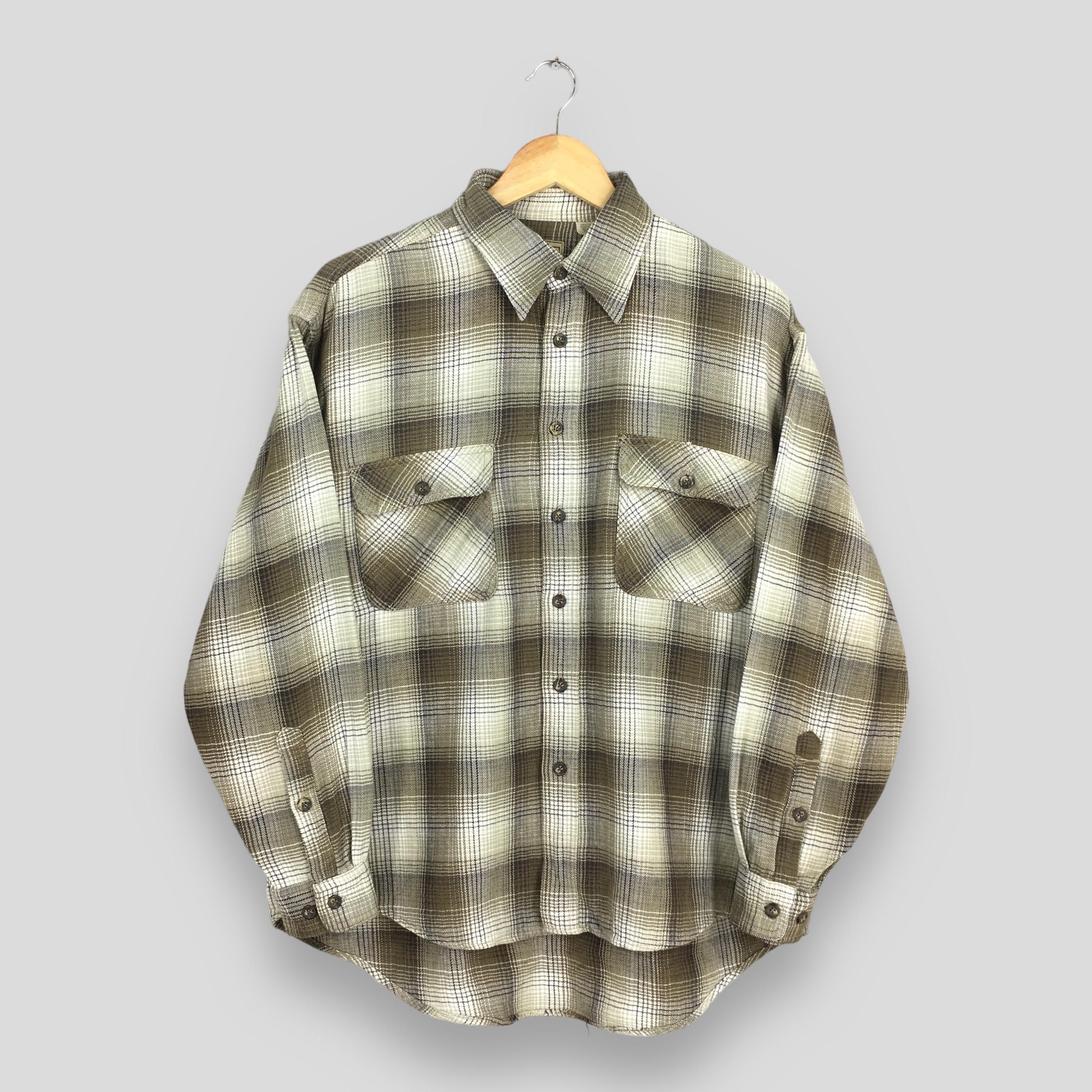 Flannel × Vintage Vintage 90s Plaid Shadow Checkered Green Flannel Shirt Large Size US L / EU 52-54 / 3 - 1 Thumbnail