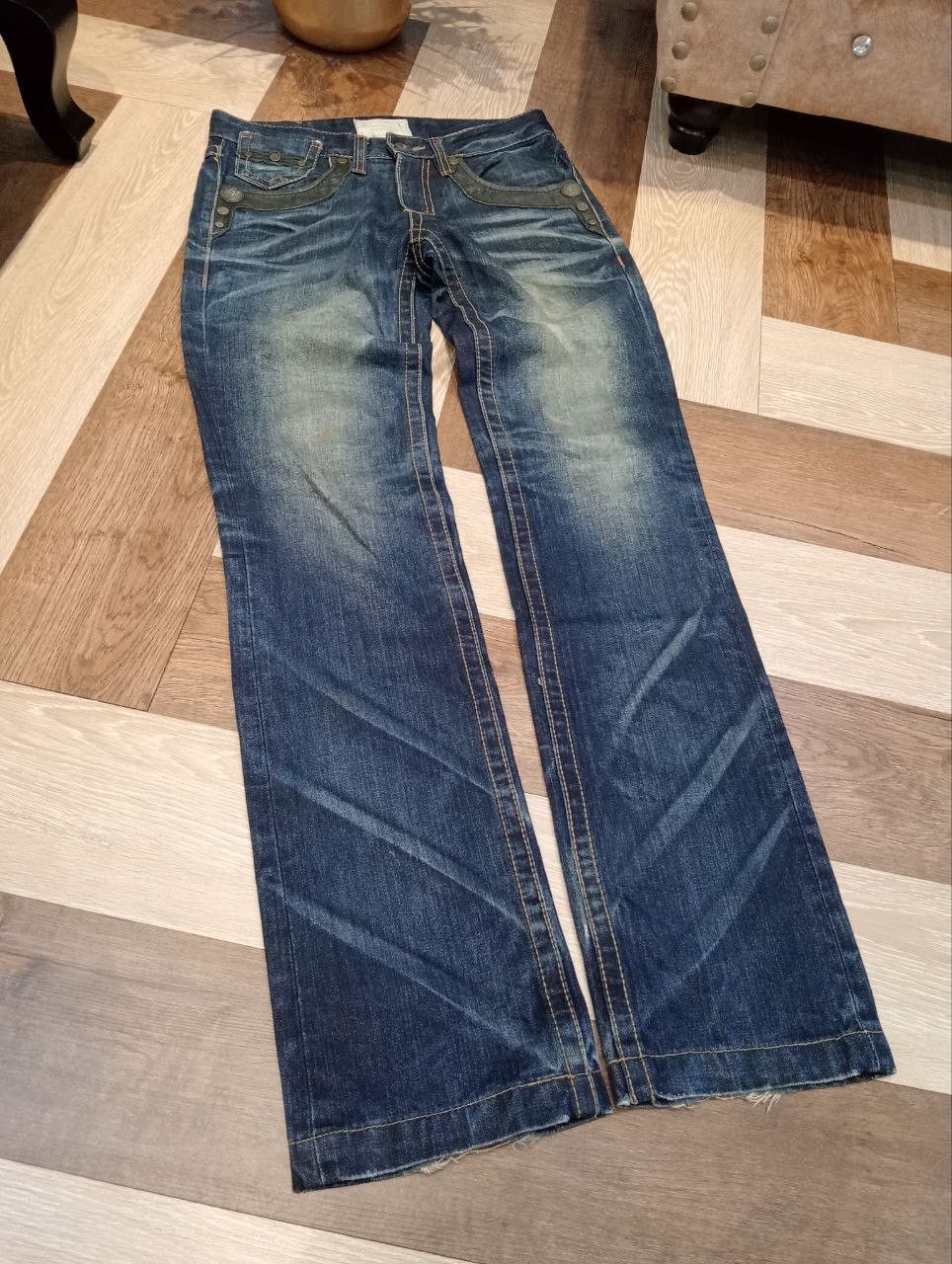 Japanese Brand LOLITA JEANS BLUE WASHED DENIM COTTON LEATHER POCKET PANTS Size US 28 / EU 44 - 3 Thumbnail