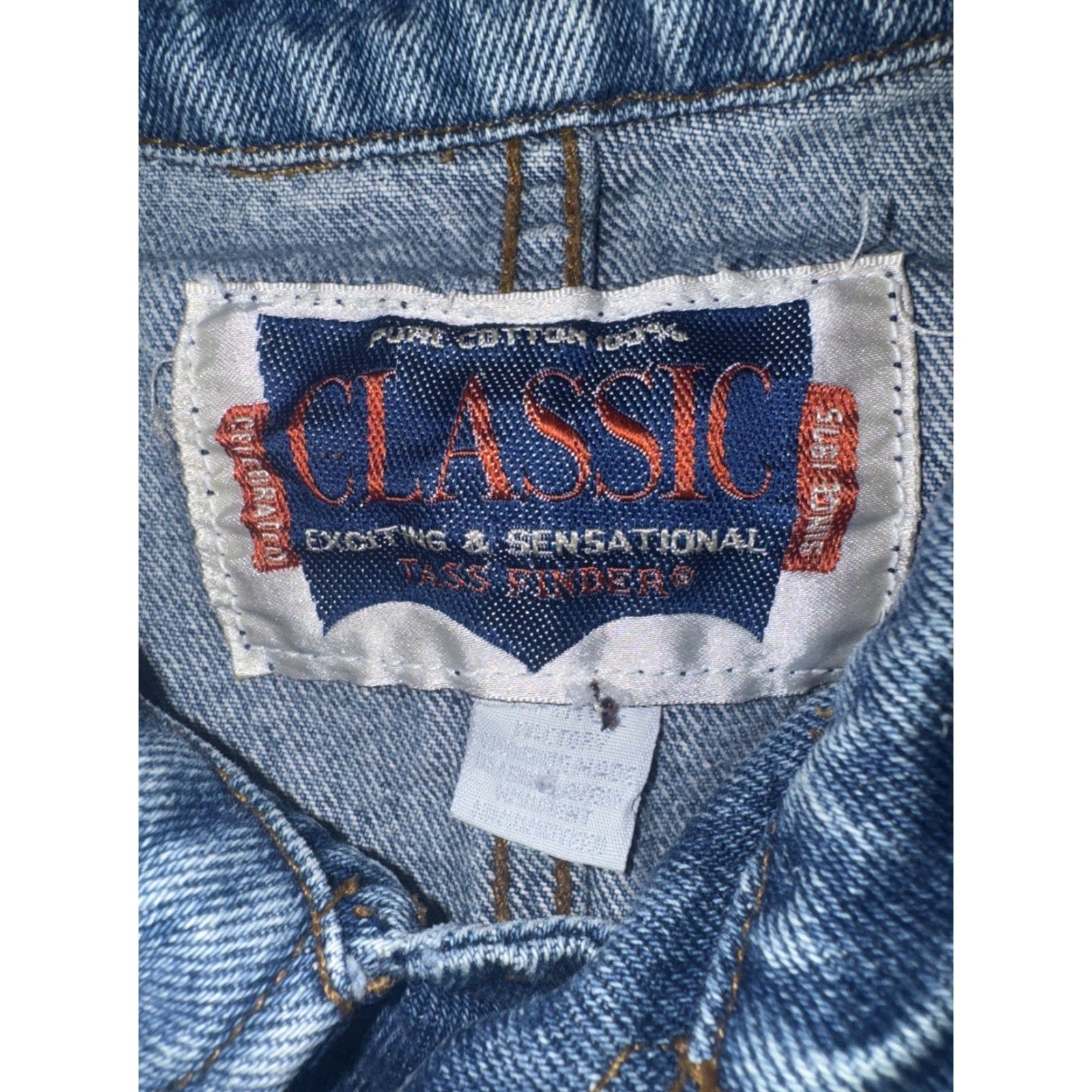 Vintage VINTAGE Classic Jeans Denim Chore Jacket Blue Workwear Utility Coat 21x28 Large Mens Regular L Cotton 100% Button Jeans Size US 33 - 6 Thumbnail